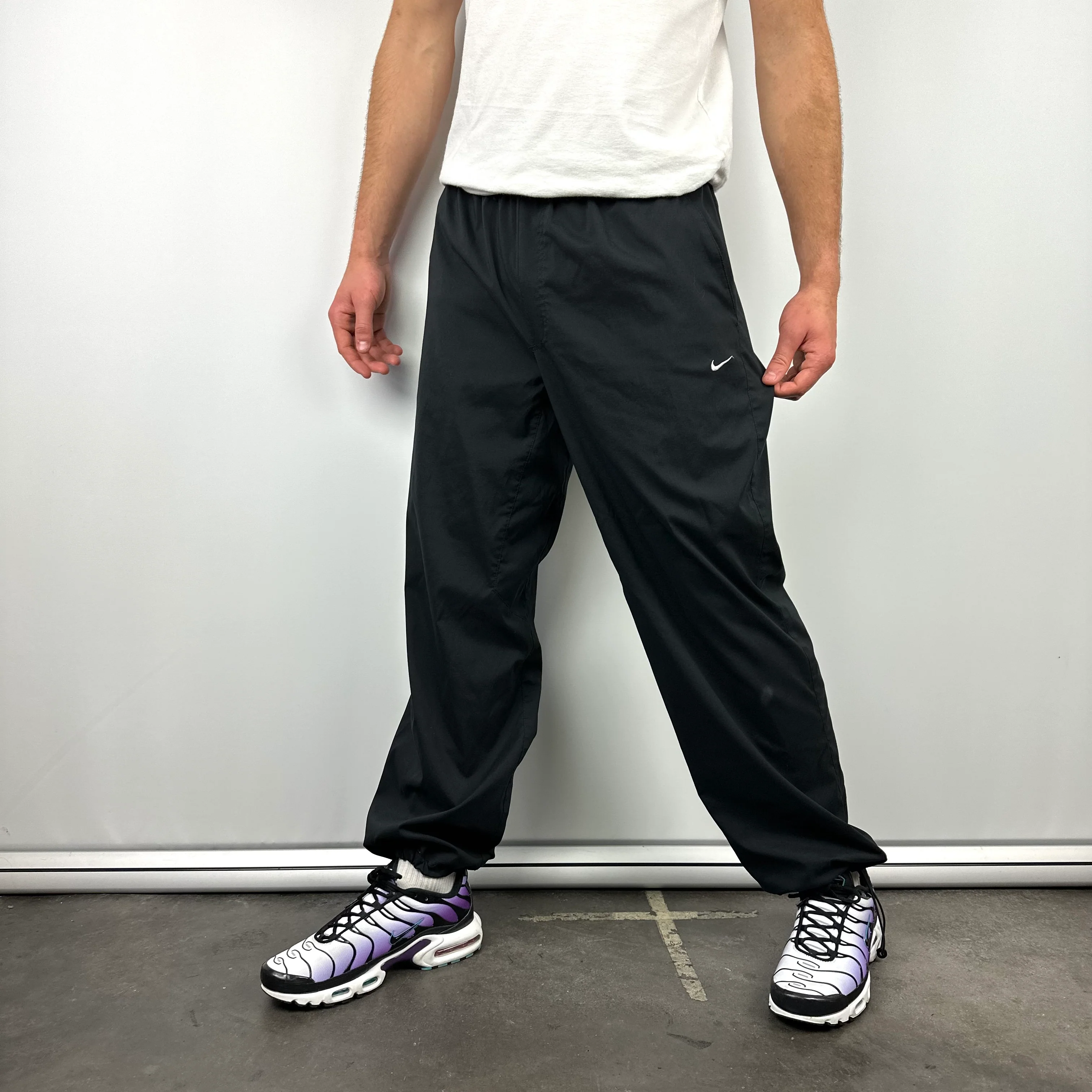 Nike Black Embroidered Swoosh Track Pants (L) - Image 3
