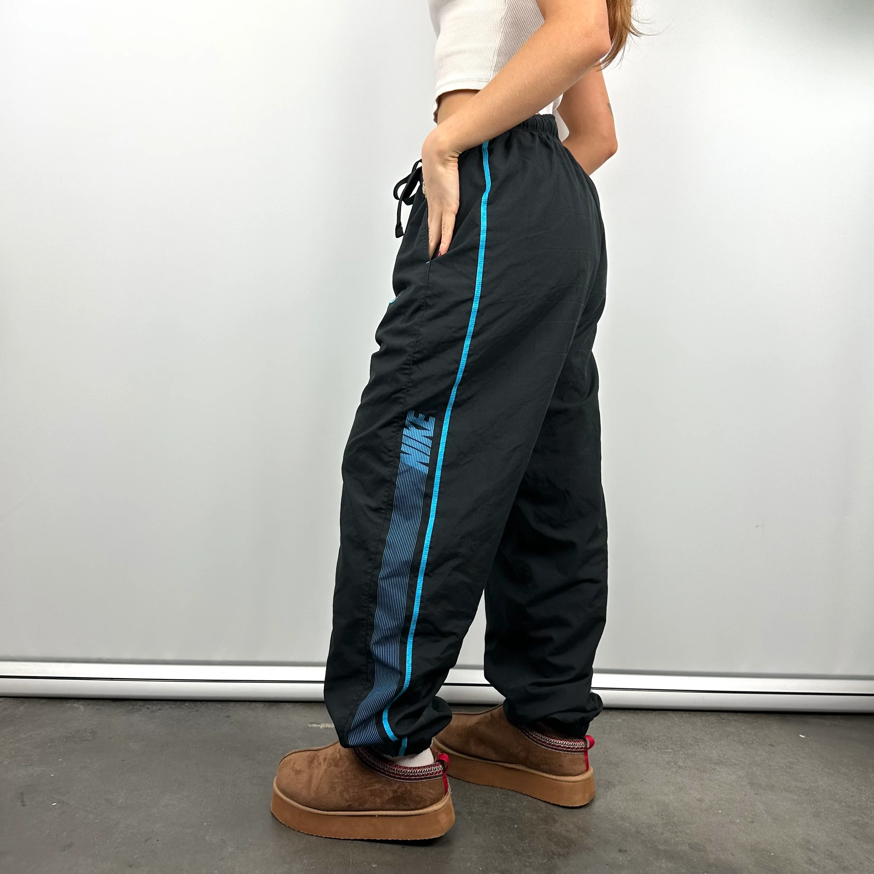 Nike Black Embroidered Swoosh Track Pants (L) - Image 2