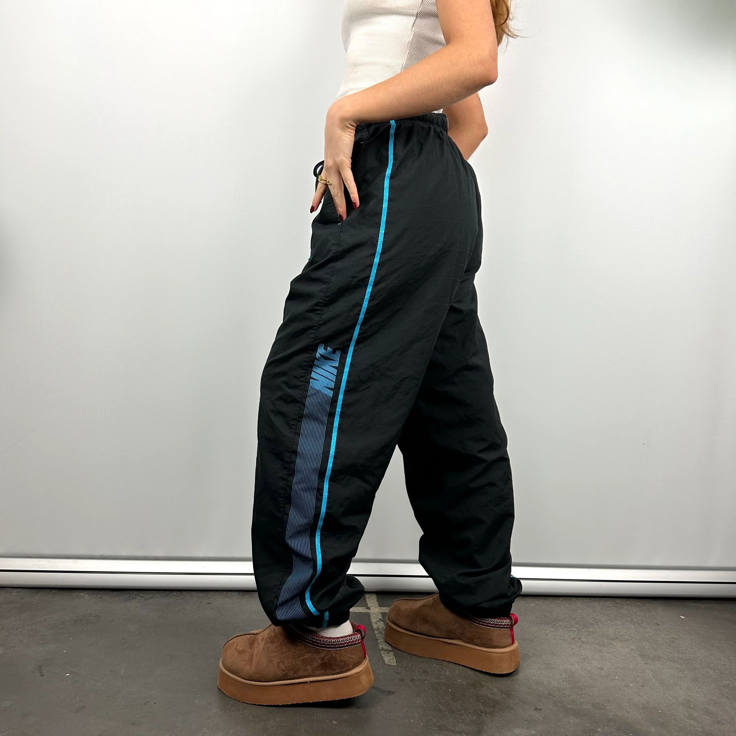 Nike Black Embroidered Swoosh Track Pants (L) - Image 4