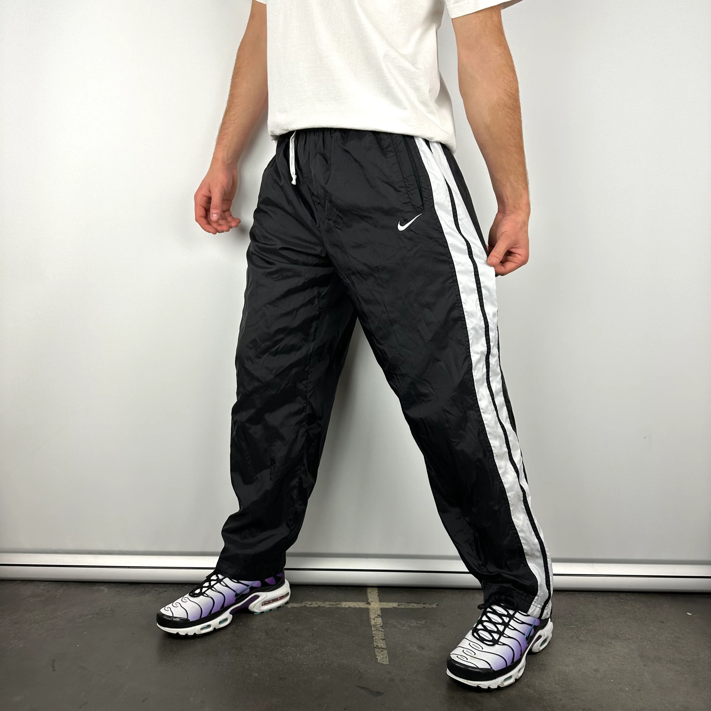 Nike Black Embroidered Swoosh Track Pants (L) - Image 2