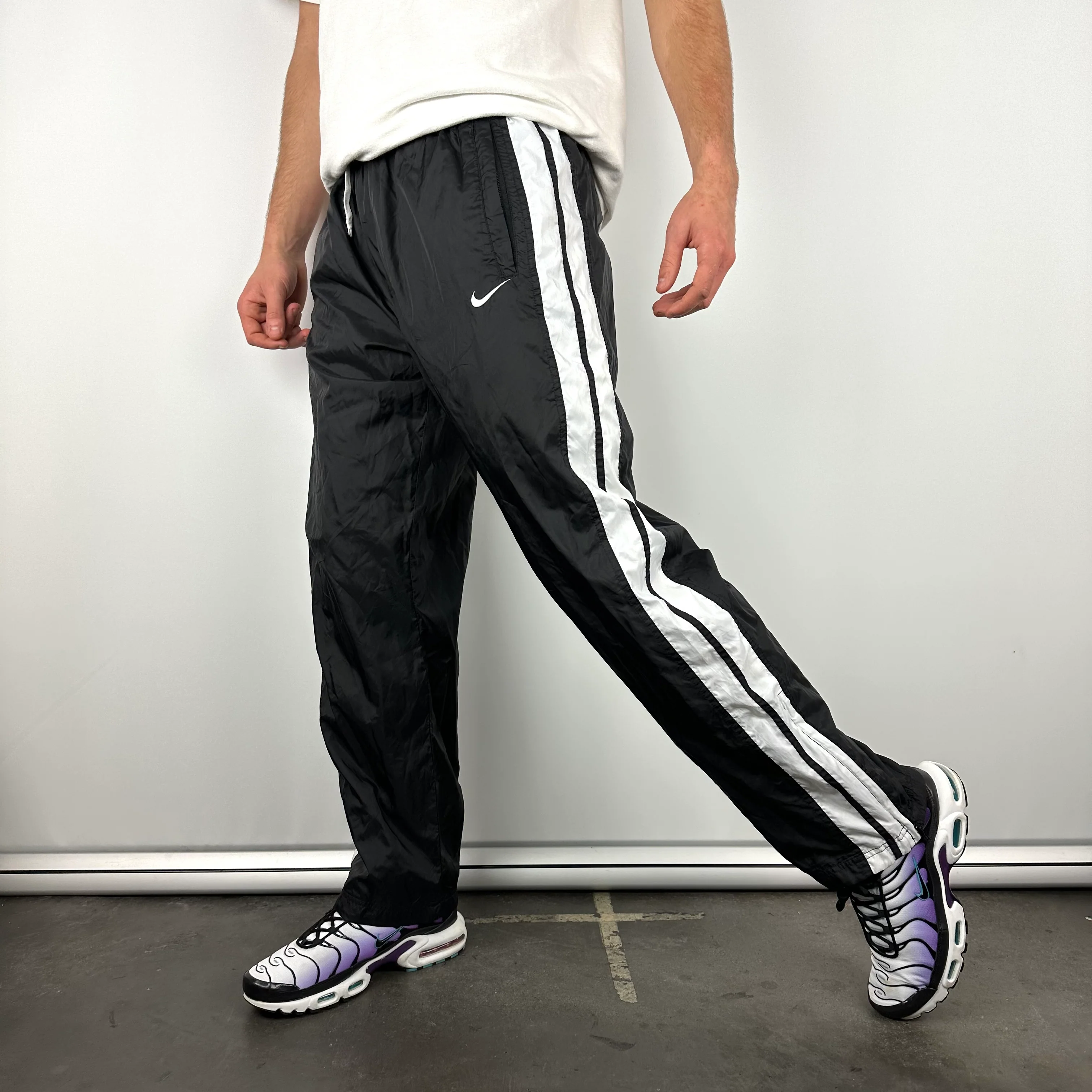 Nike Black Embroidered Swoosh Track Pants (L) - Image 3