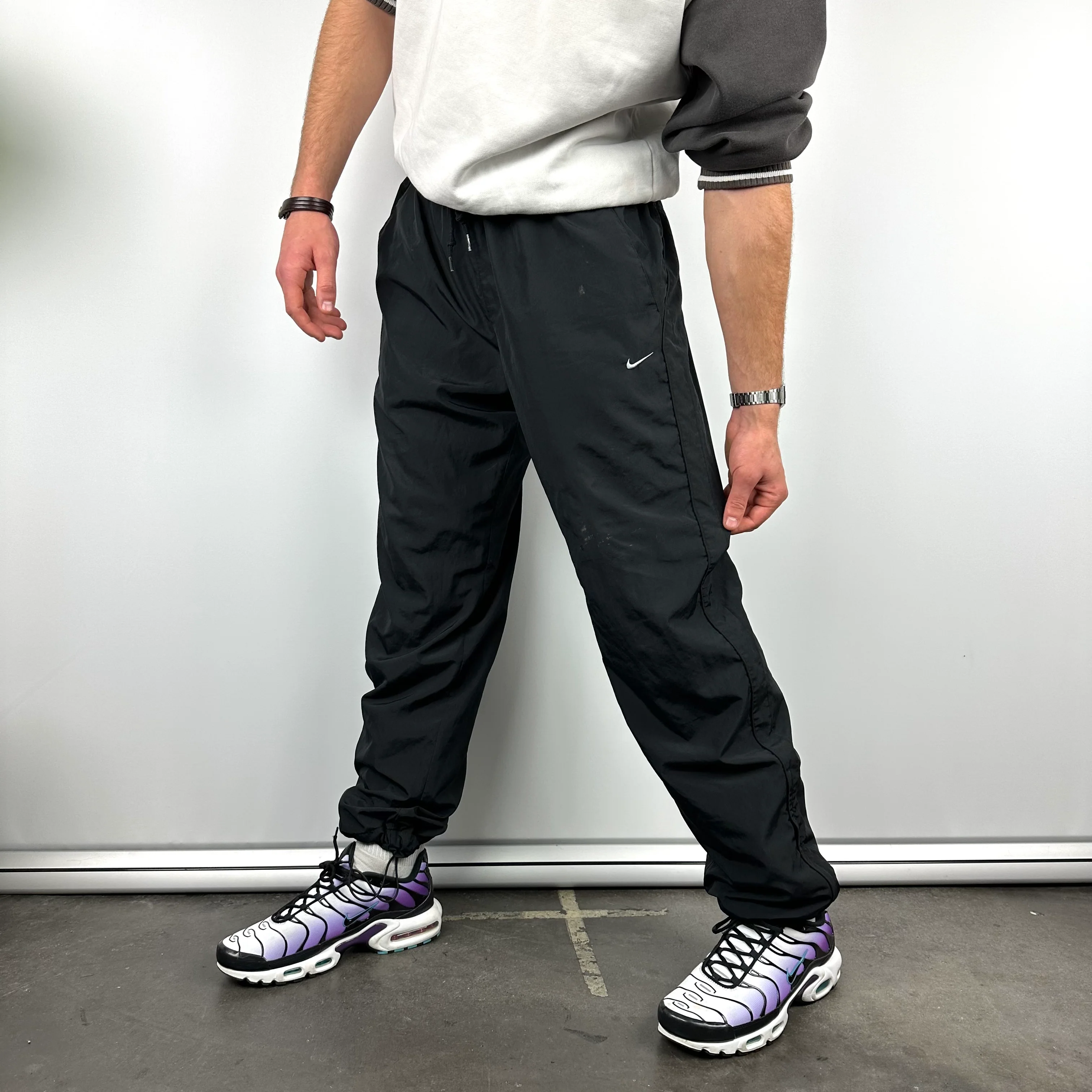 Nike Black Embroidered Swoosh Track Pants (XL) - Image 2