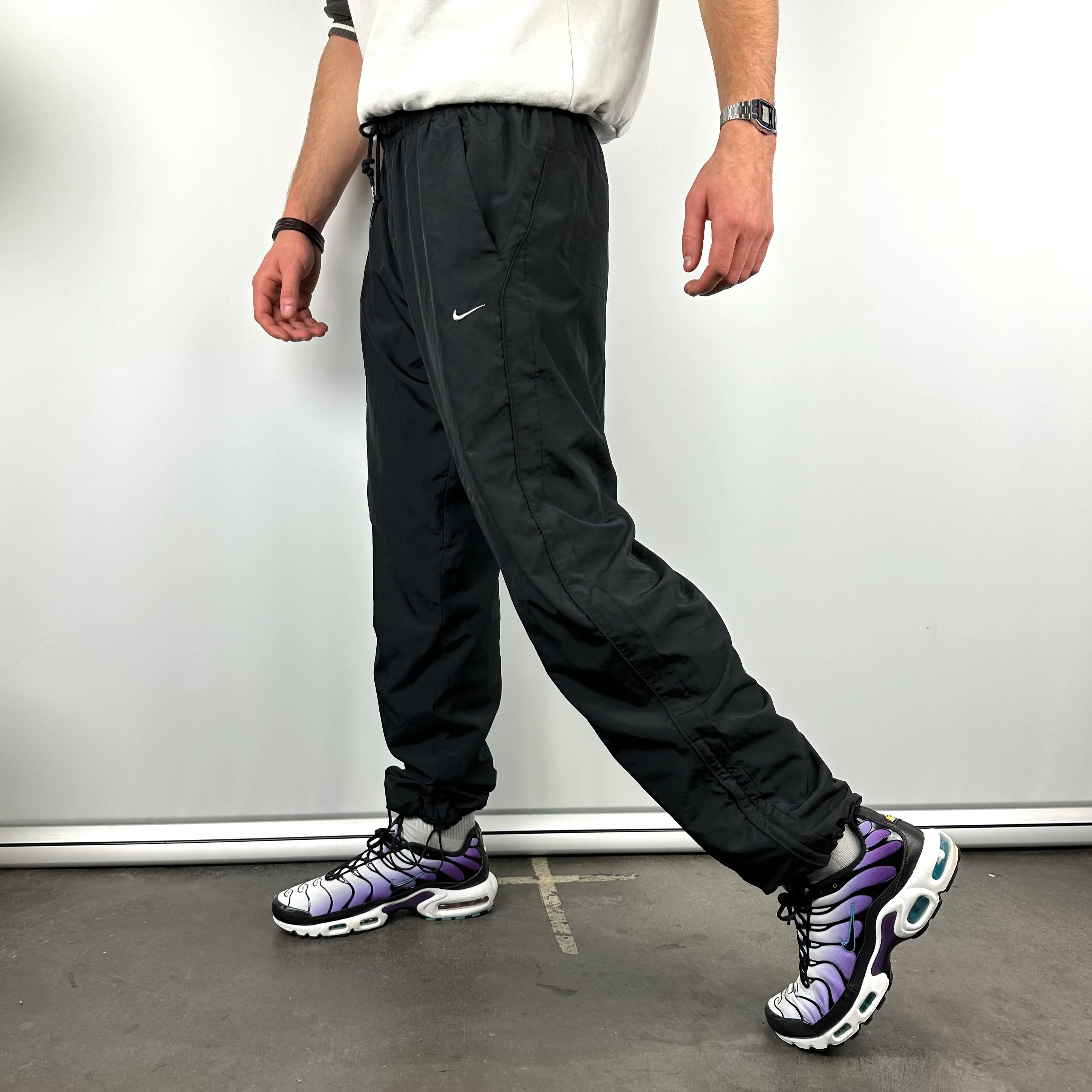 Nike Black Embroidered Swoosh Track Pants (XL) - Image 3
