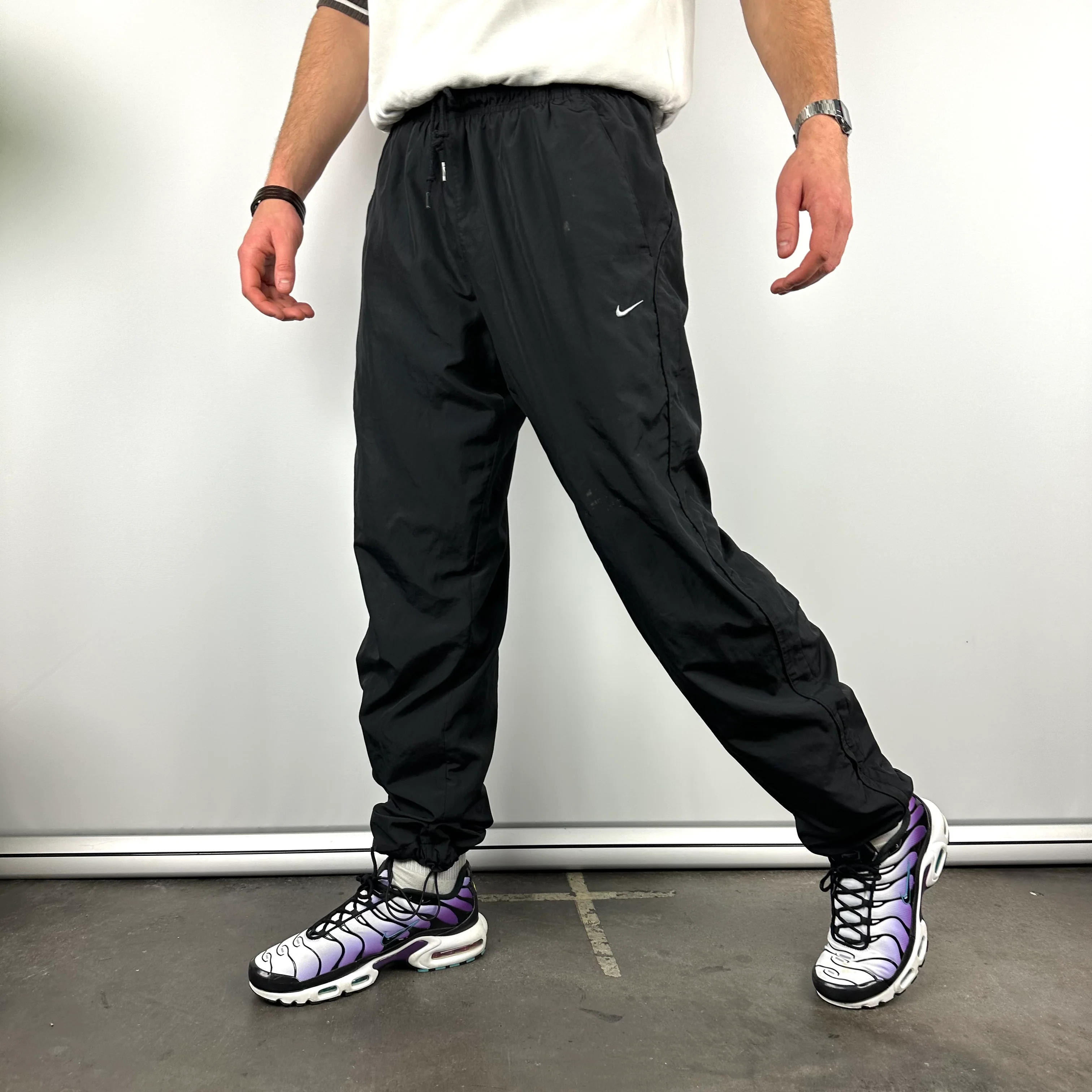 Nike Black Embroidered Swoosh Track Pants (XL) - Image 4