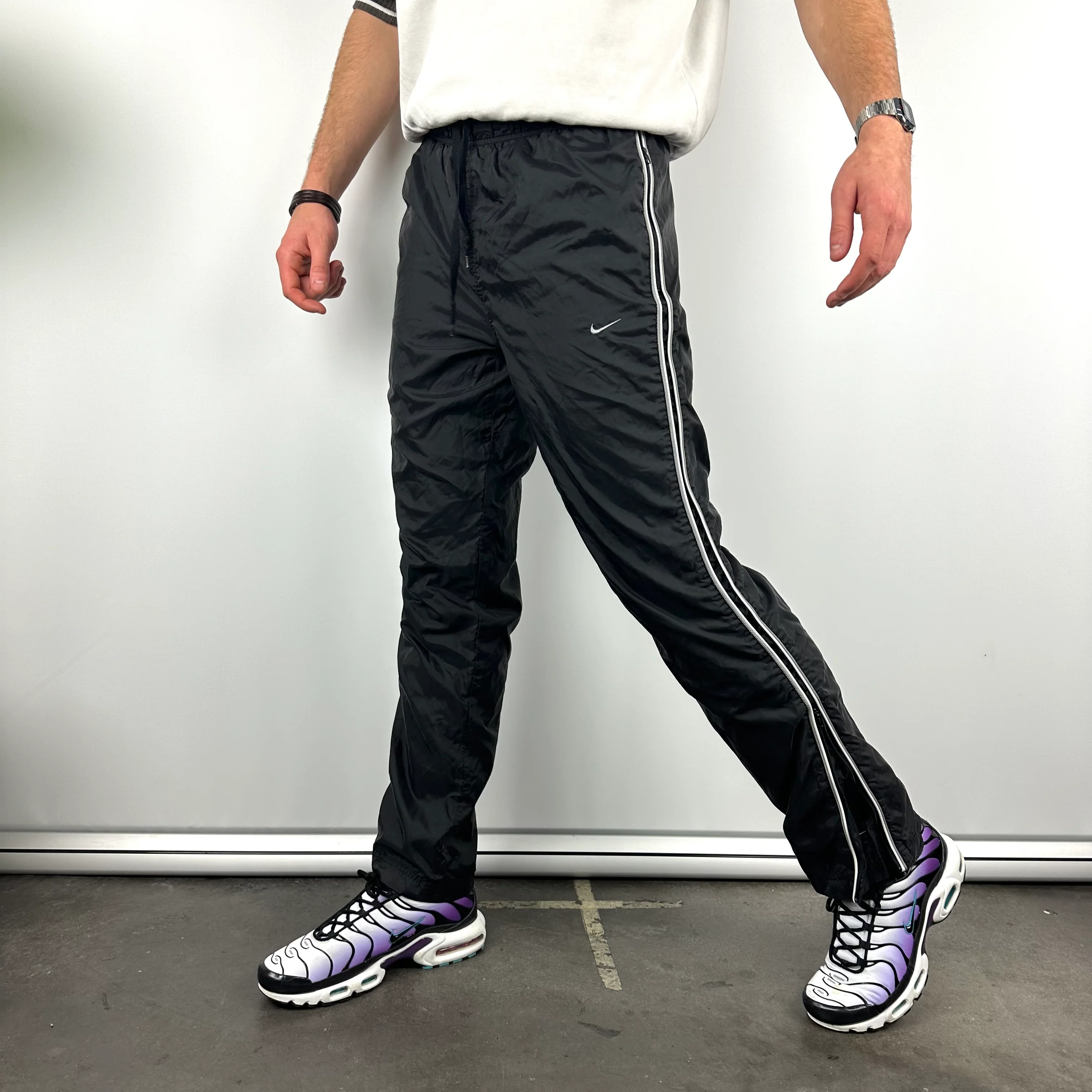 Nike Black Embroidered Swoosh Track Pants (M) - Image 3