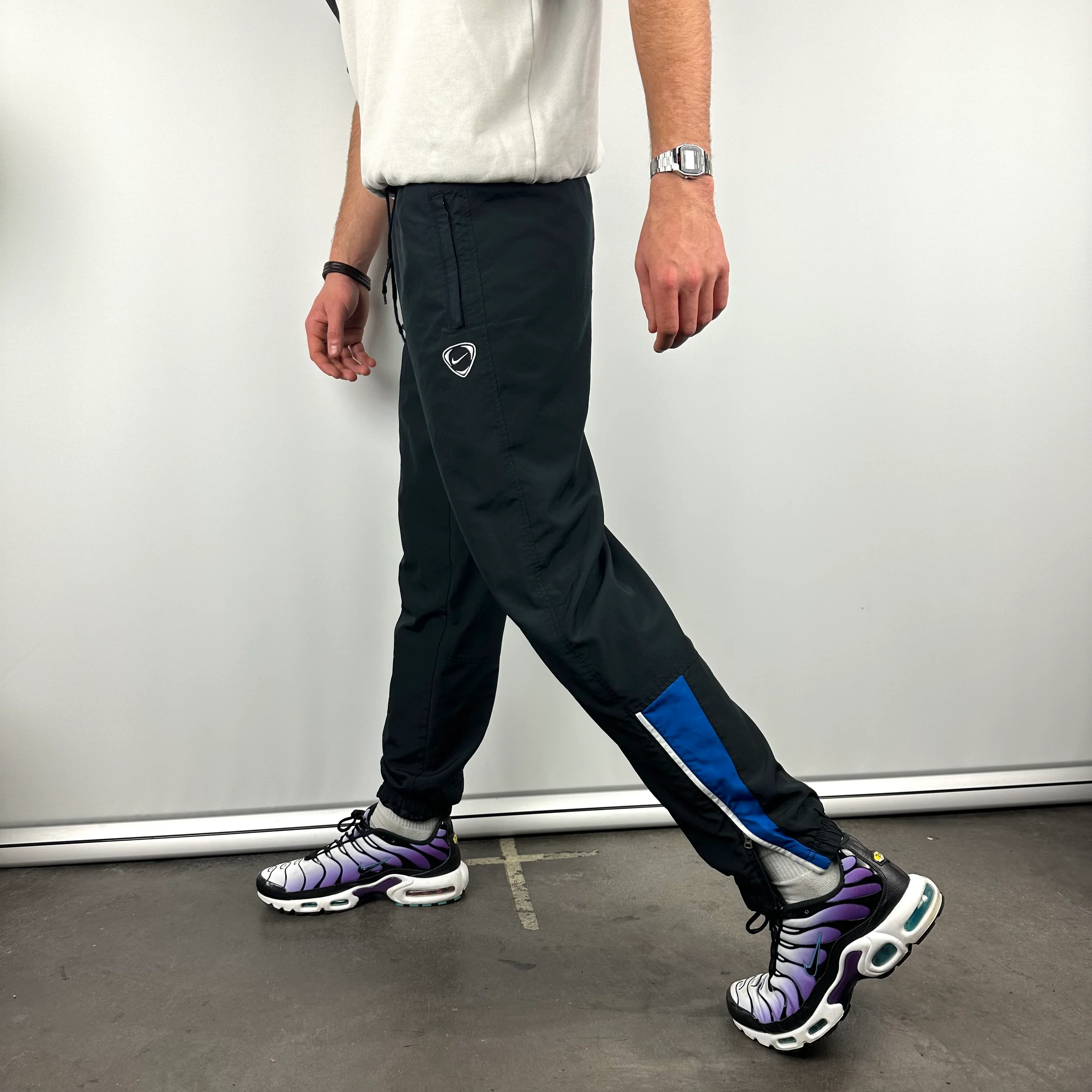 Nike Black Embroidered Swoosh Track Pants (M) - Image 2