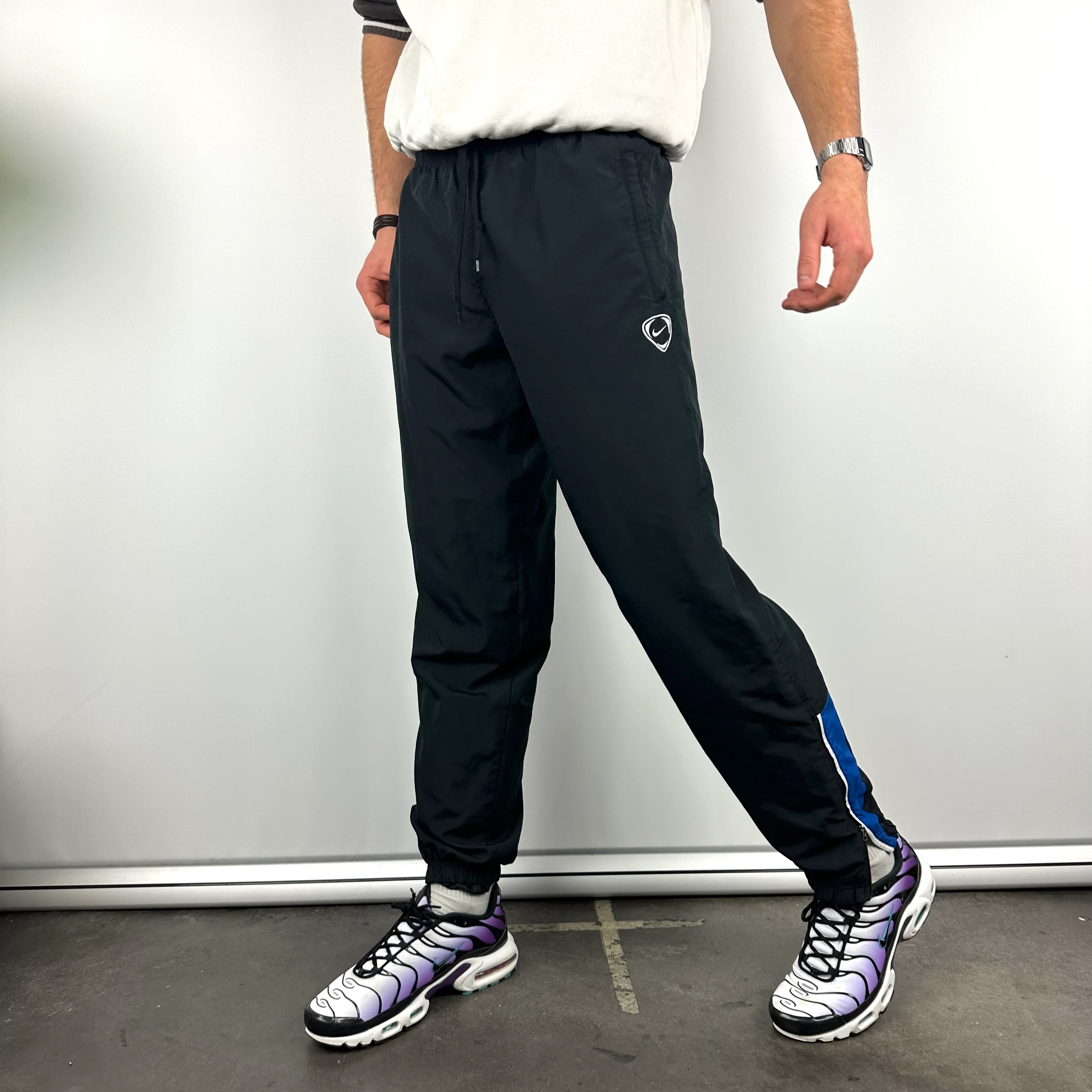 Nike Black Embroidered Swoosh Track Pants (M) - Image 3