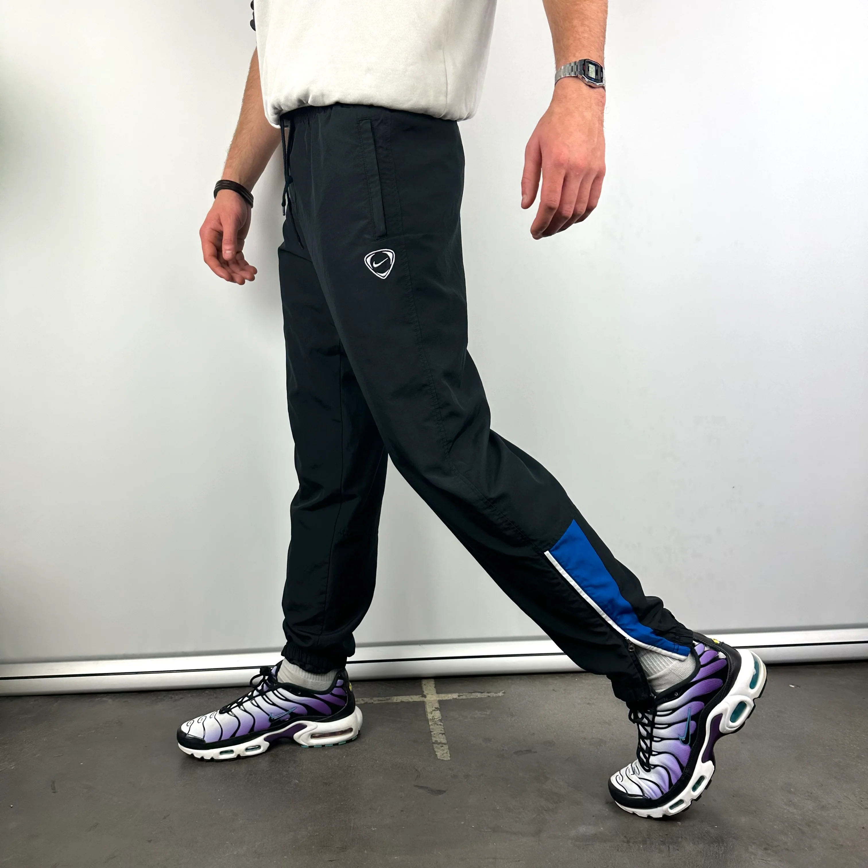Nike Black Embroidered Swoosh Track Pants (M) - Image 4