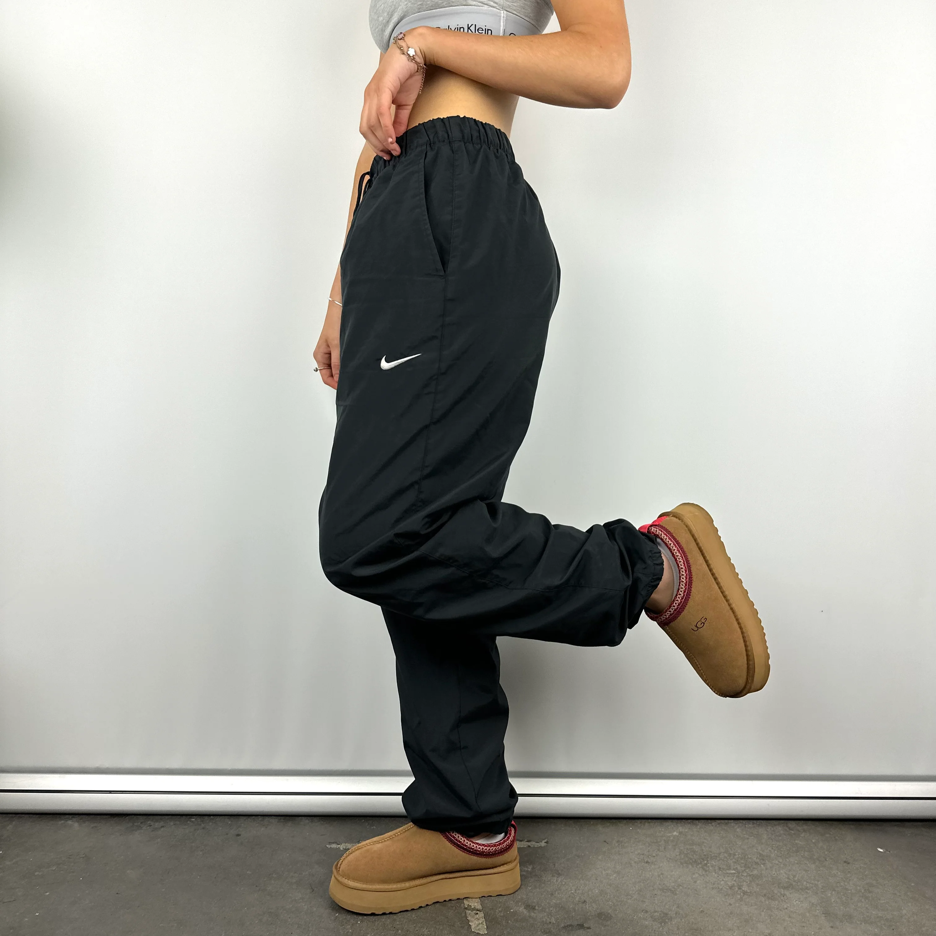 Nike Black Embroidered Swoosh Track Pants (XL) - Image 2