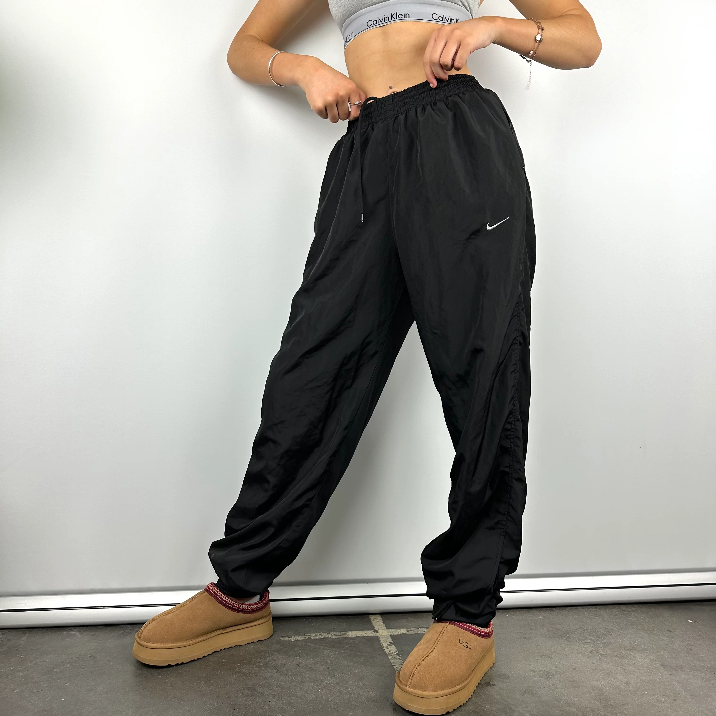 Nike Black Embroidered Swoosh Track Pants (L) - Image 6