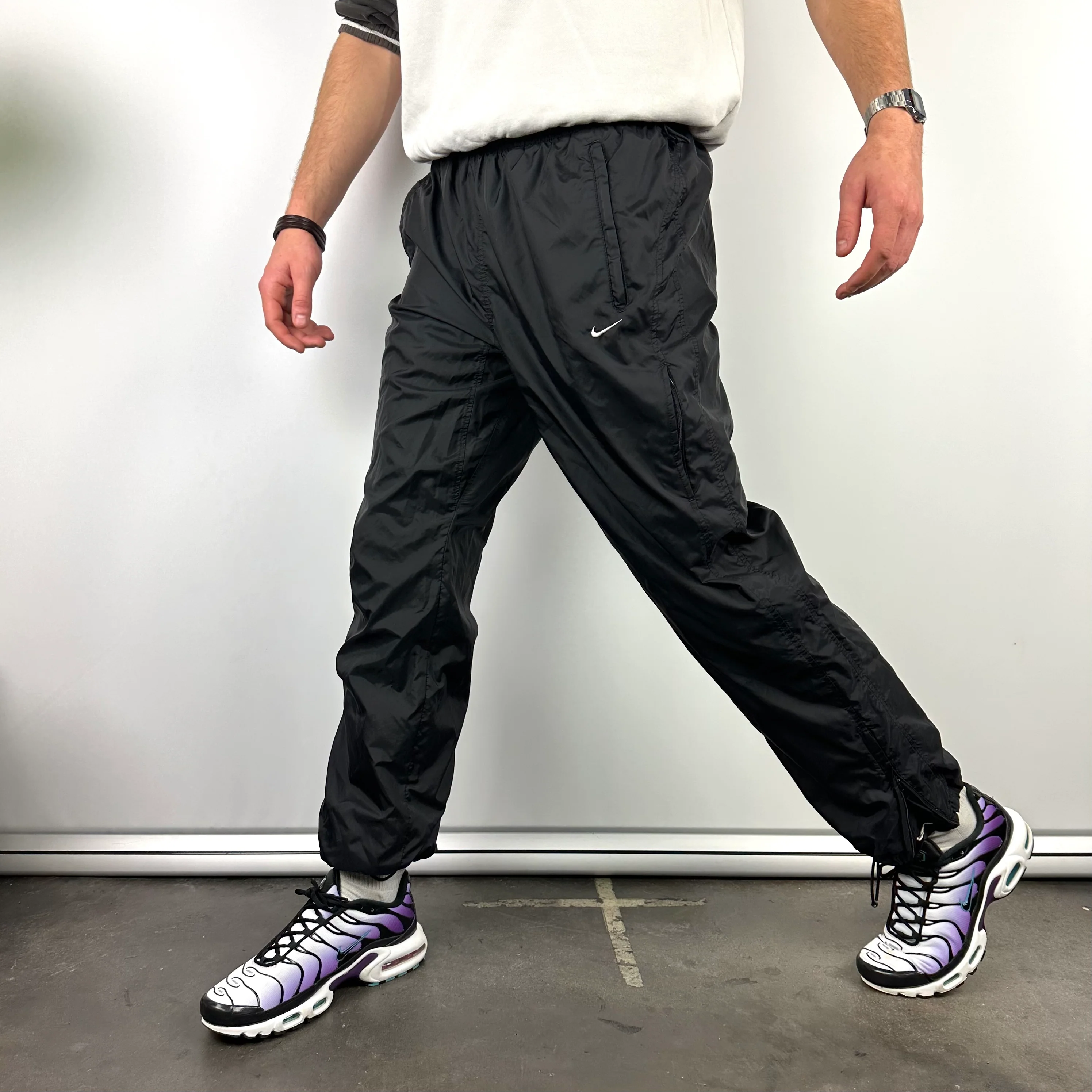 Nike Black Embroidered Swoosh Track Pants (L) - Image 5