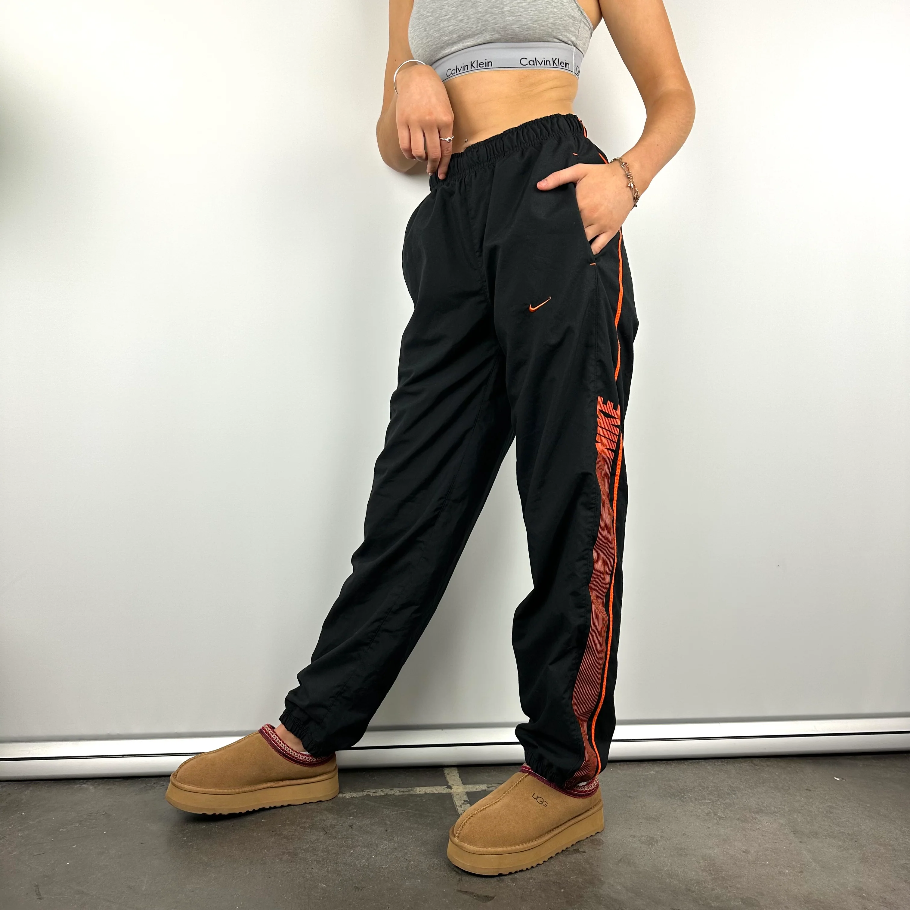Nike Black Embroidered Swoosh Track Pants (S) - Image 2