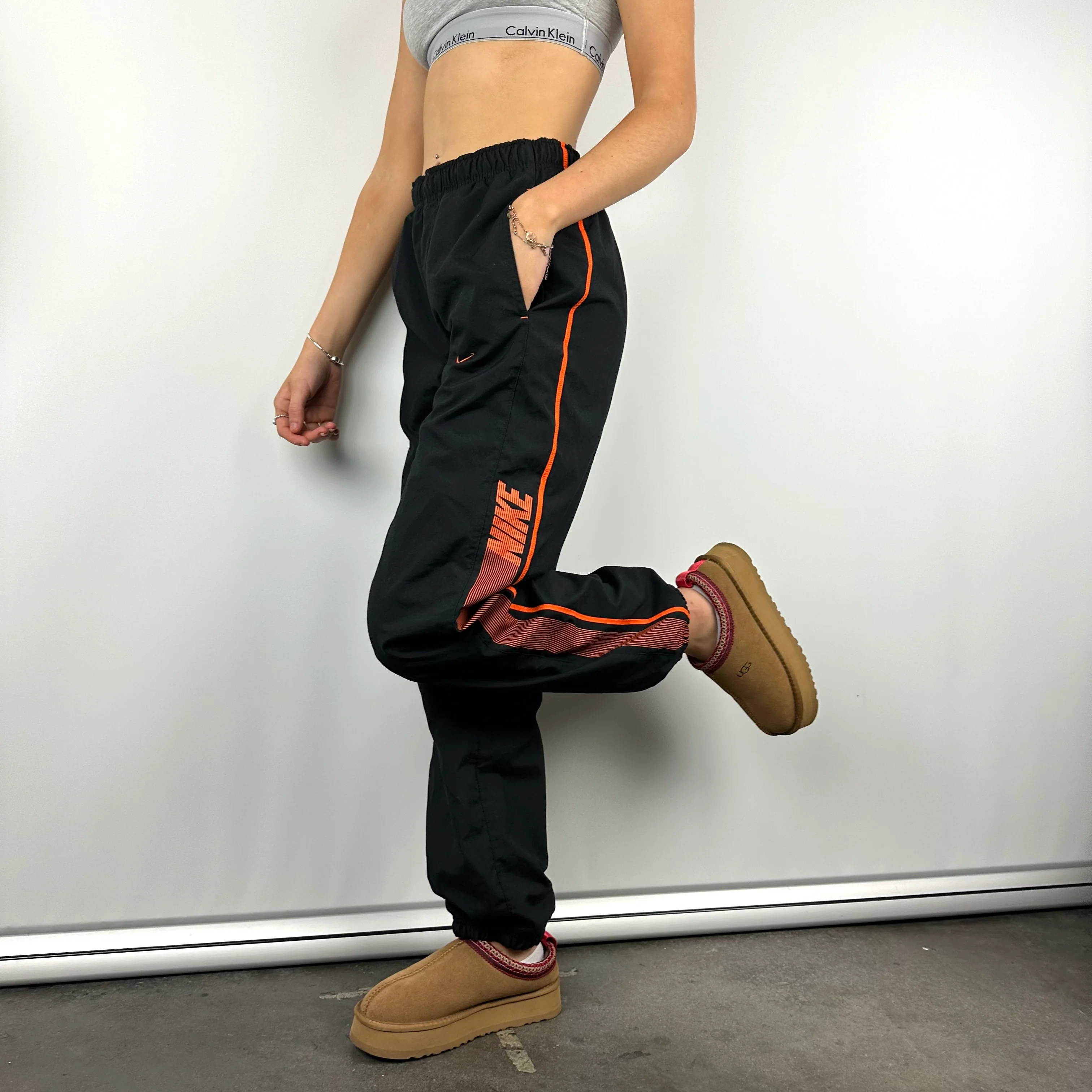 Nike Black Embroidered Swoosh Track Pants (S) - Image 3