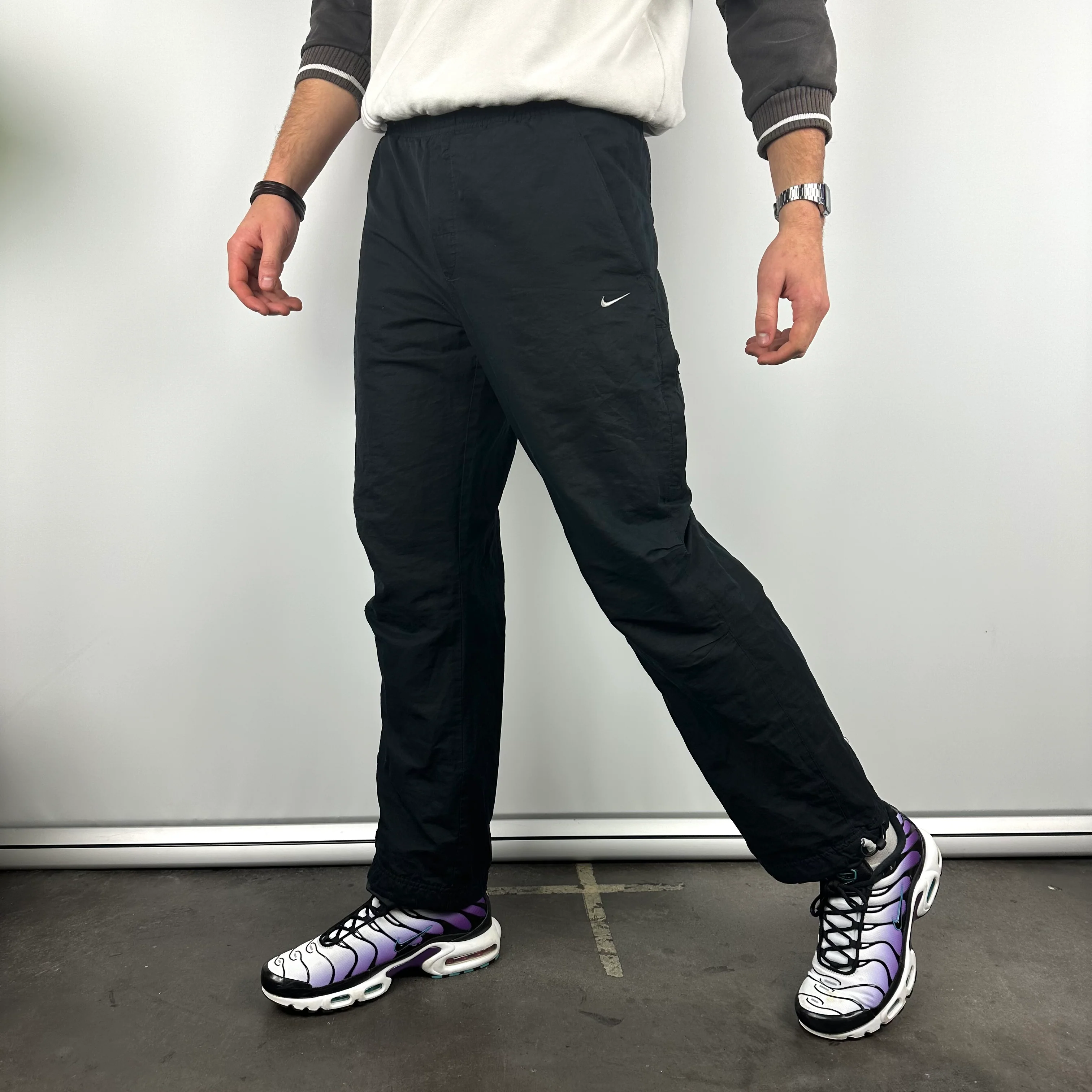 Nike Black Embroidered Swoosh Track Pants (M) - Image 3