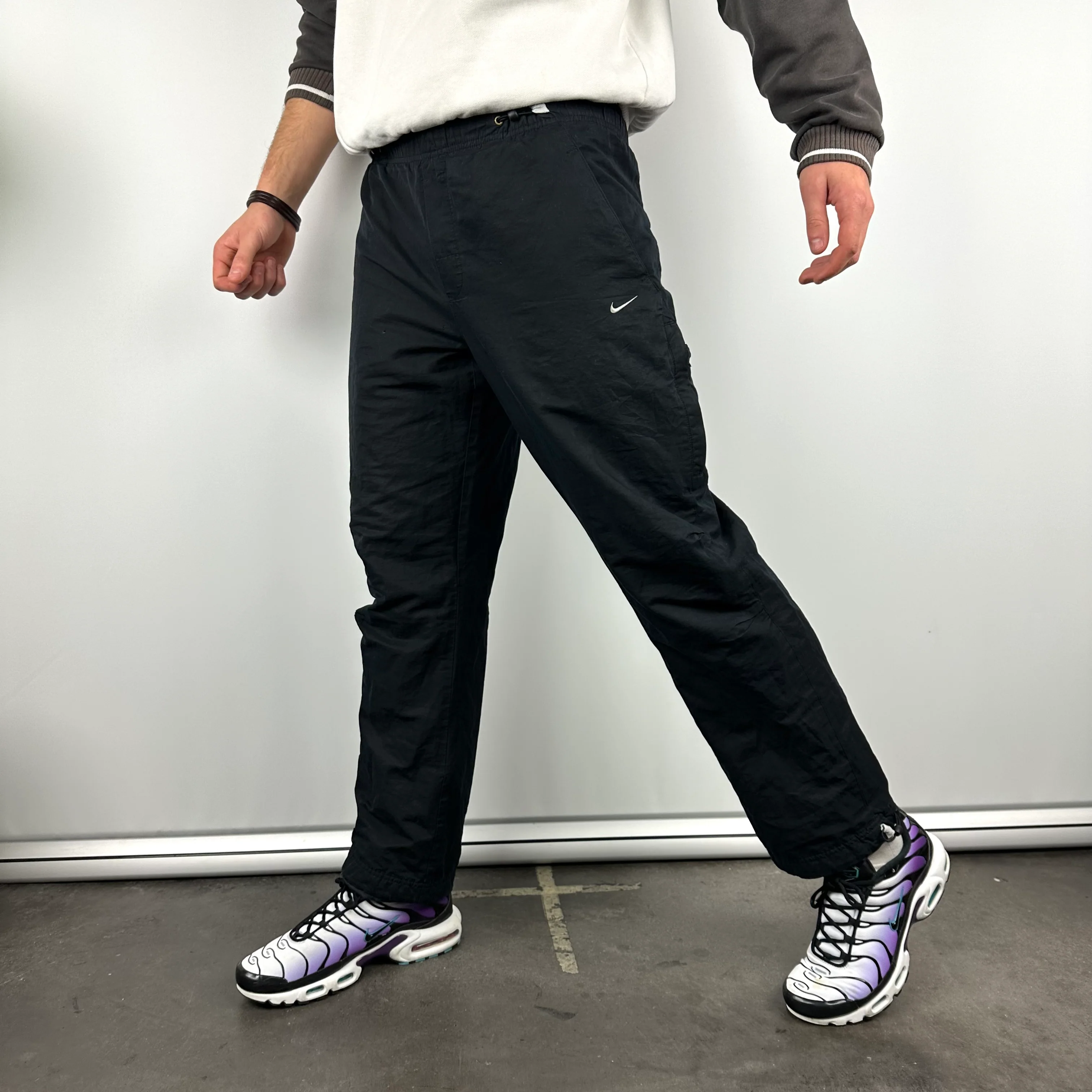 Nike Black Embroidered Swoosh Track Pants (M) - Image 4