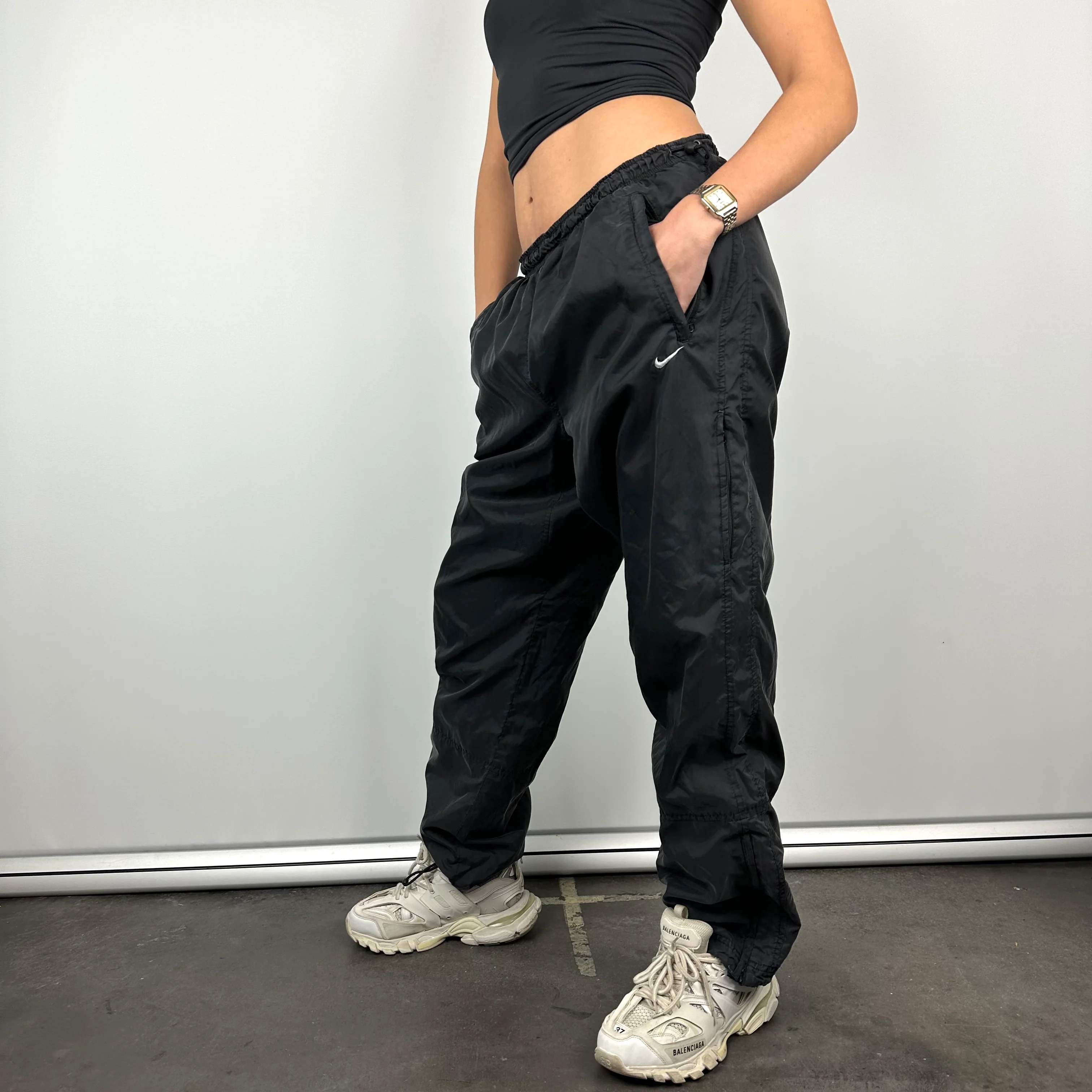 Nike Black Embroidered Swoosh Track Pants (L) - Image 5
