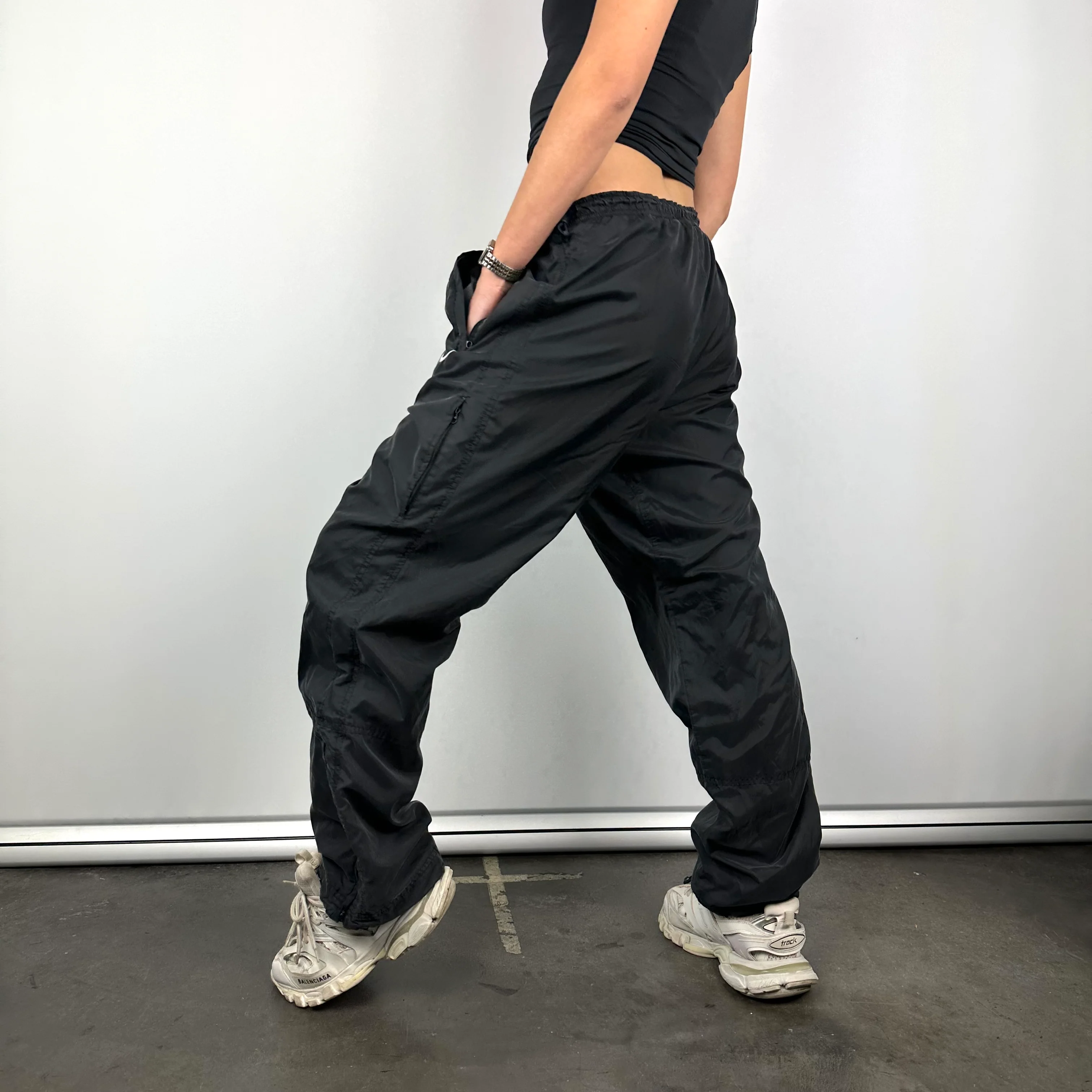 Nike Black Embroidered Swoosh Track Pants (L) - Image 7