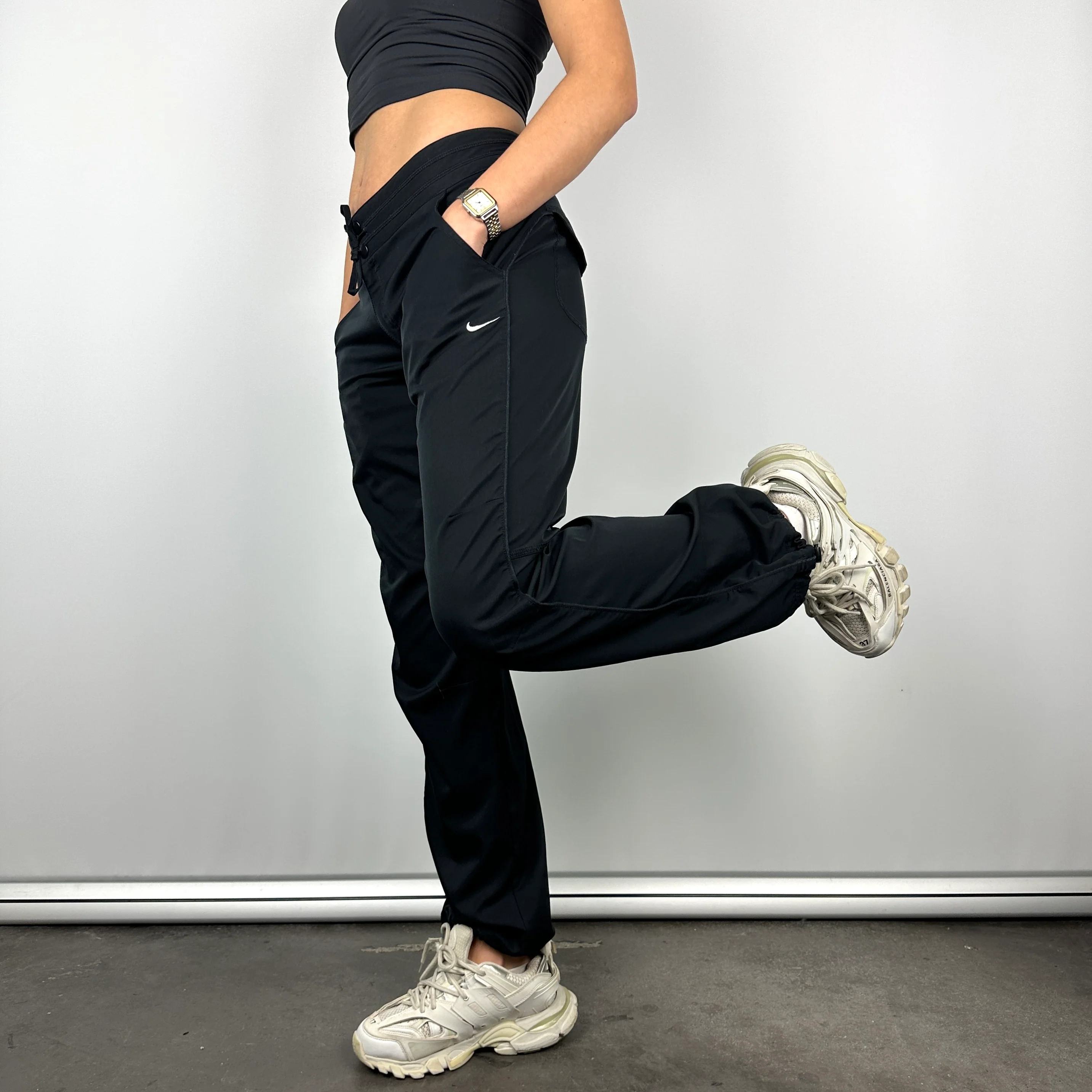 Nike Black Embroidered Swoosh Track Pants (M) - Image 2