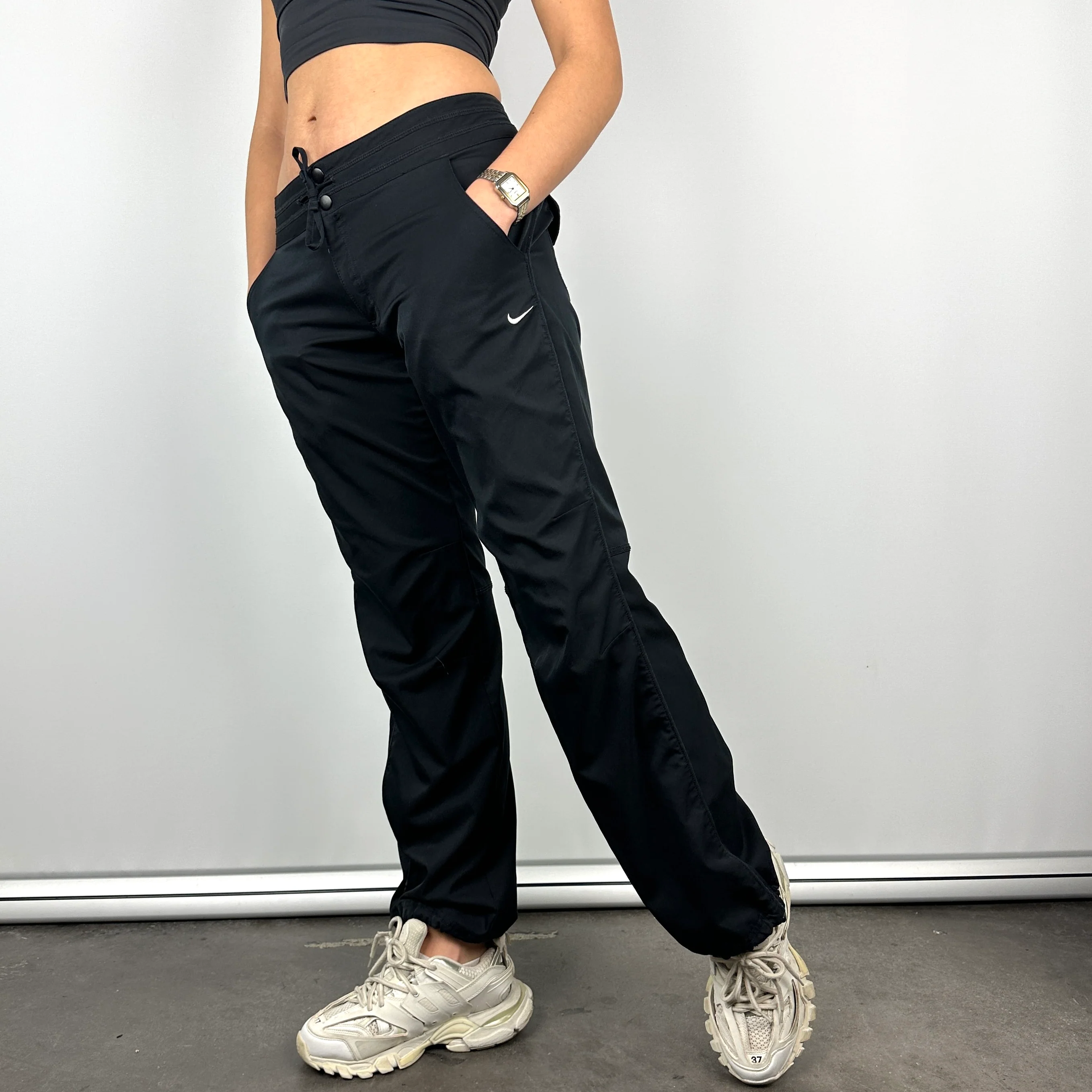 Nike Black Embroidered Swoosh Track Pants (M) - Image 4