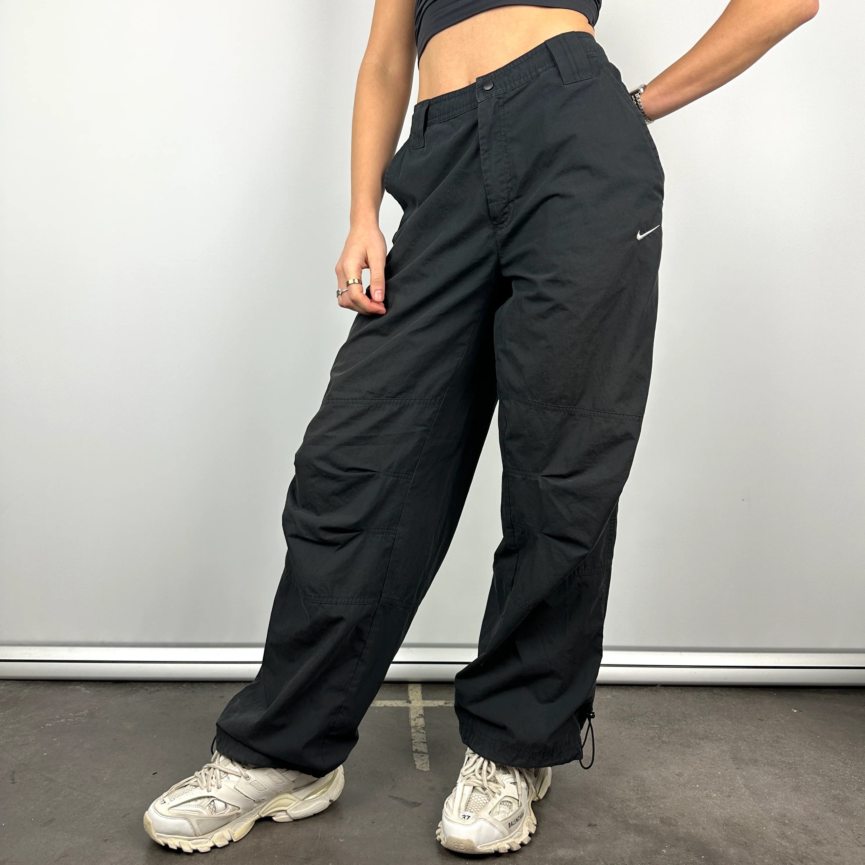Nike Black Embroidered Swoosh Track Pants (M) - Image 2