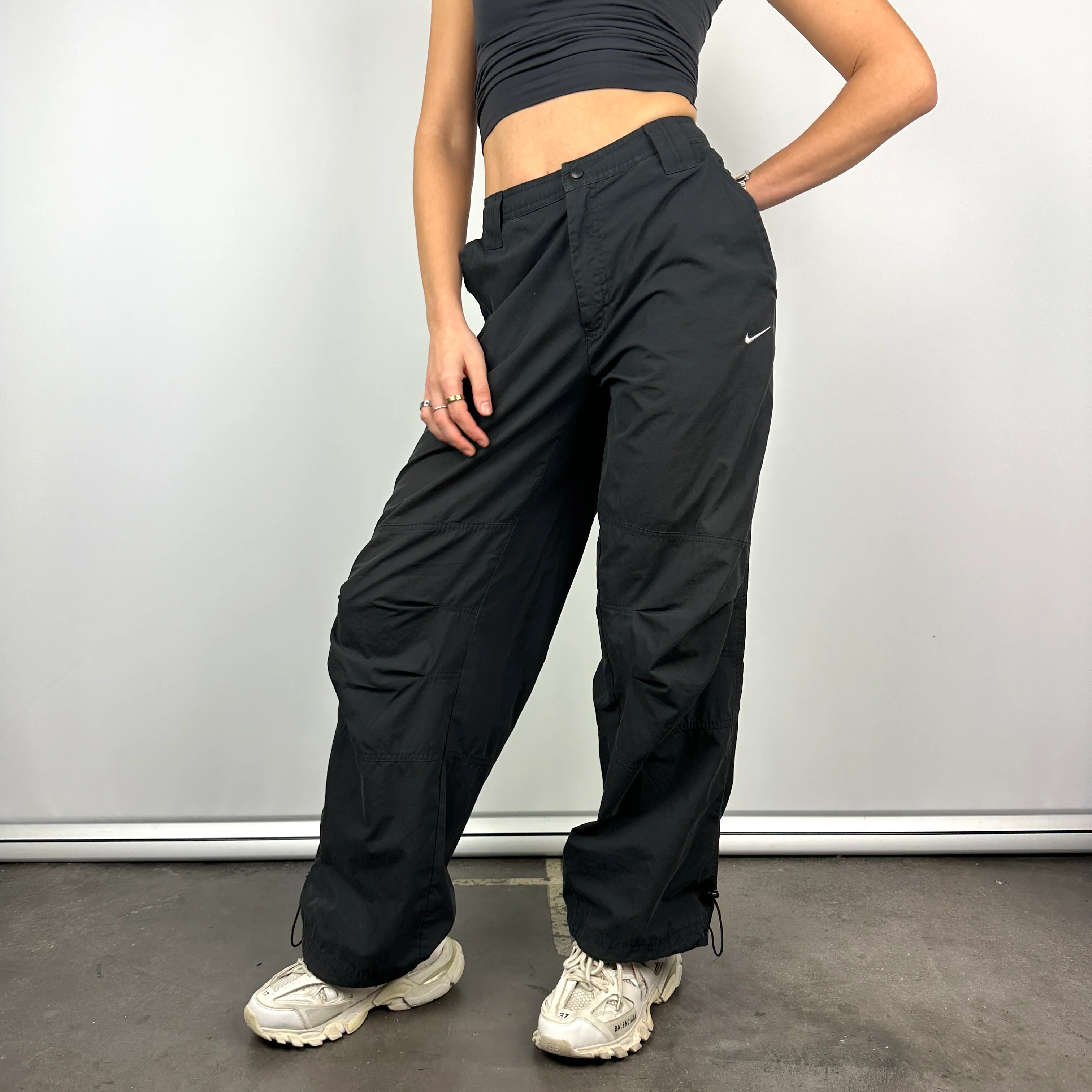 Nike Black Embroidered Swoosh Track Pants (M) - Image 6