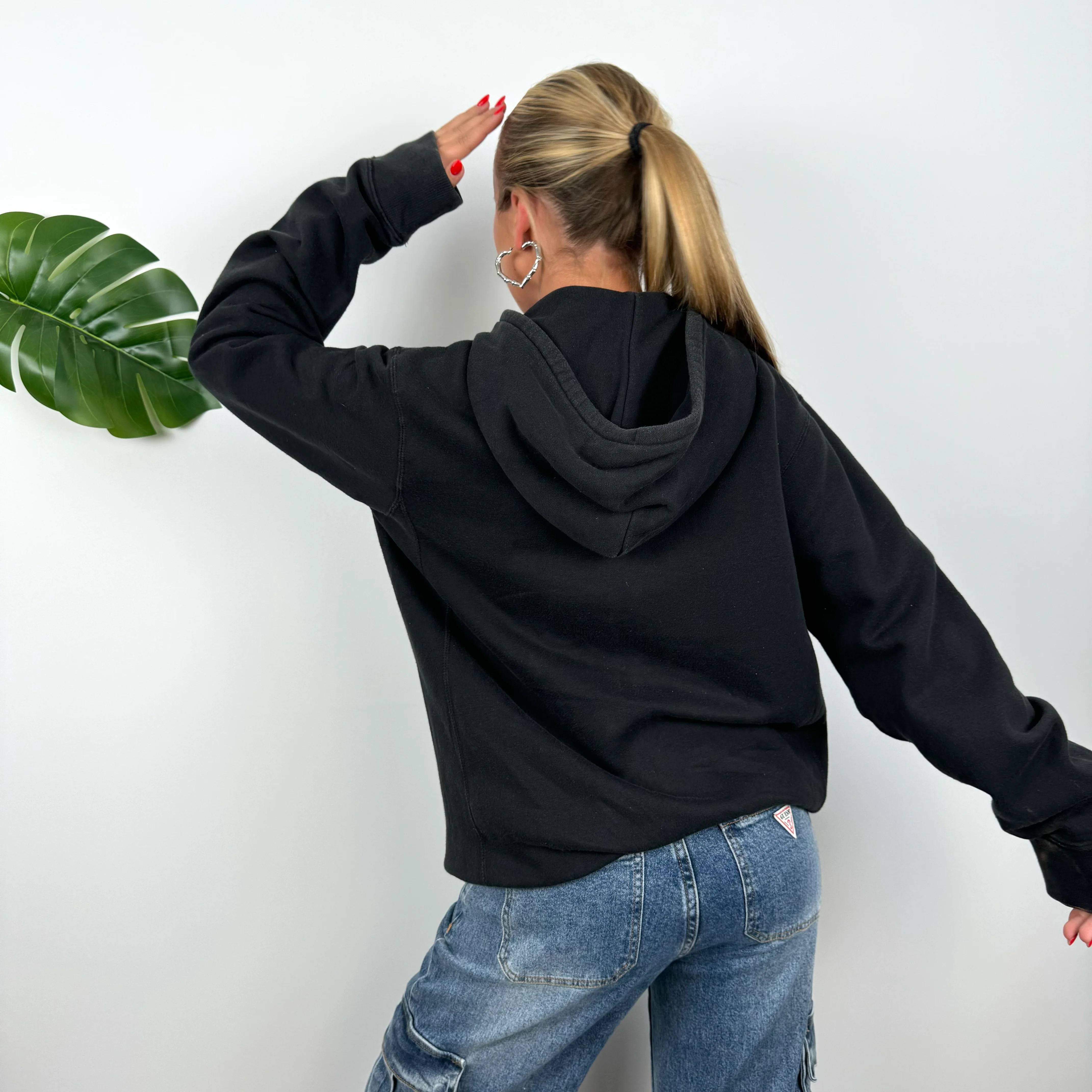 Nike Black Embroidered Swoosh Zip Up Hoodie (L) - Image 5