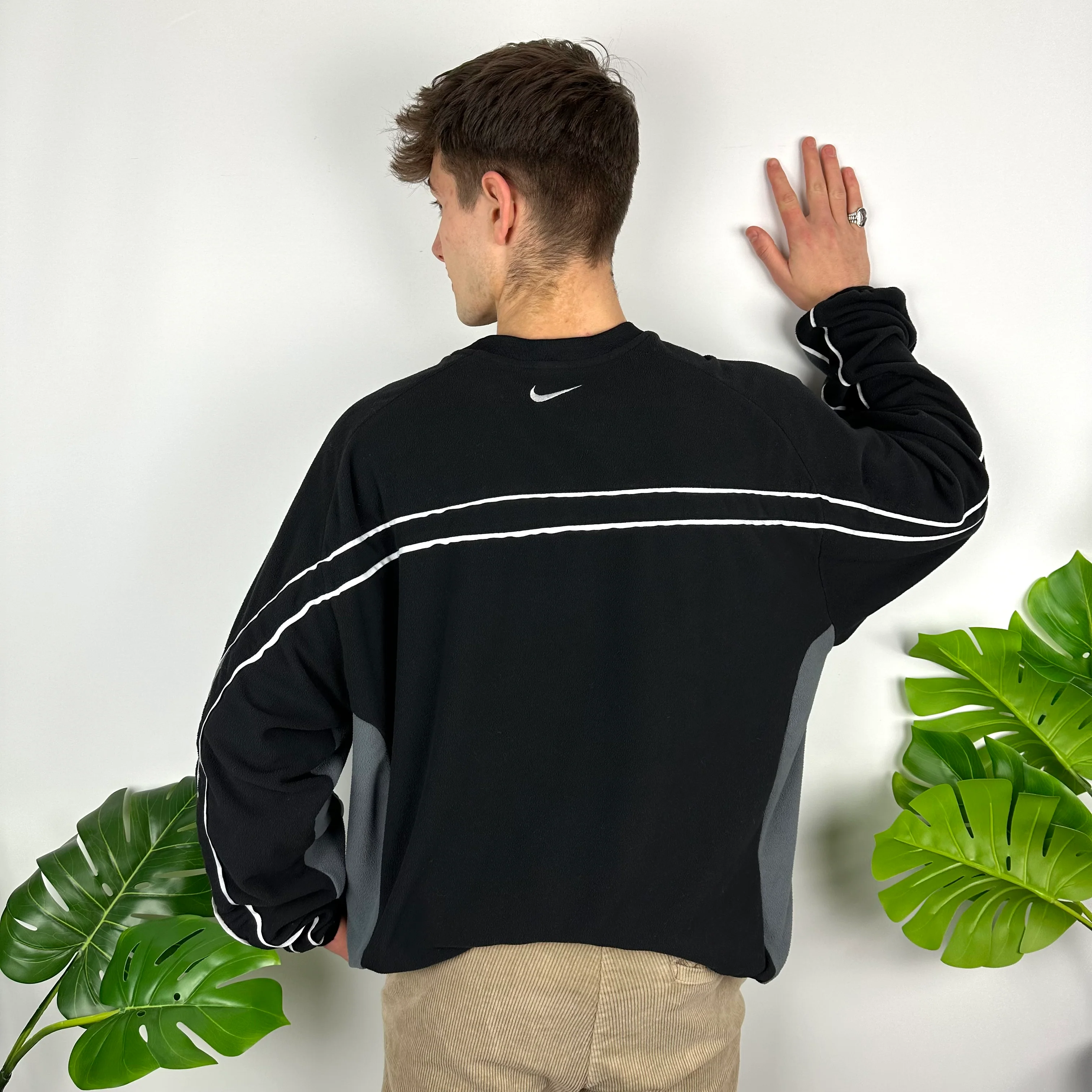 Nike Black & Grey Embroidered Centre Swoosh Teddy Bear Fleece Sweatshirt (XXL) - Image 10