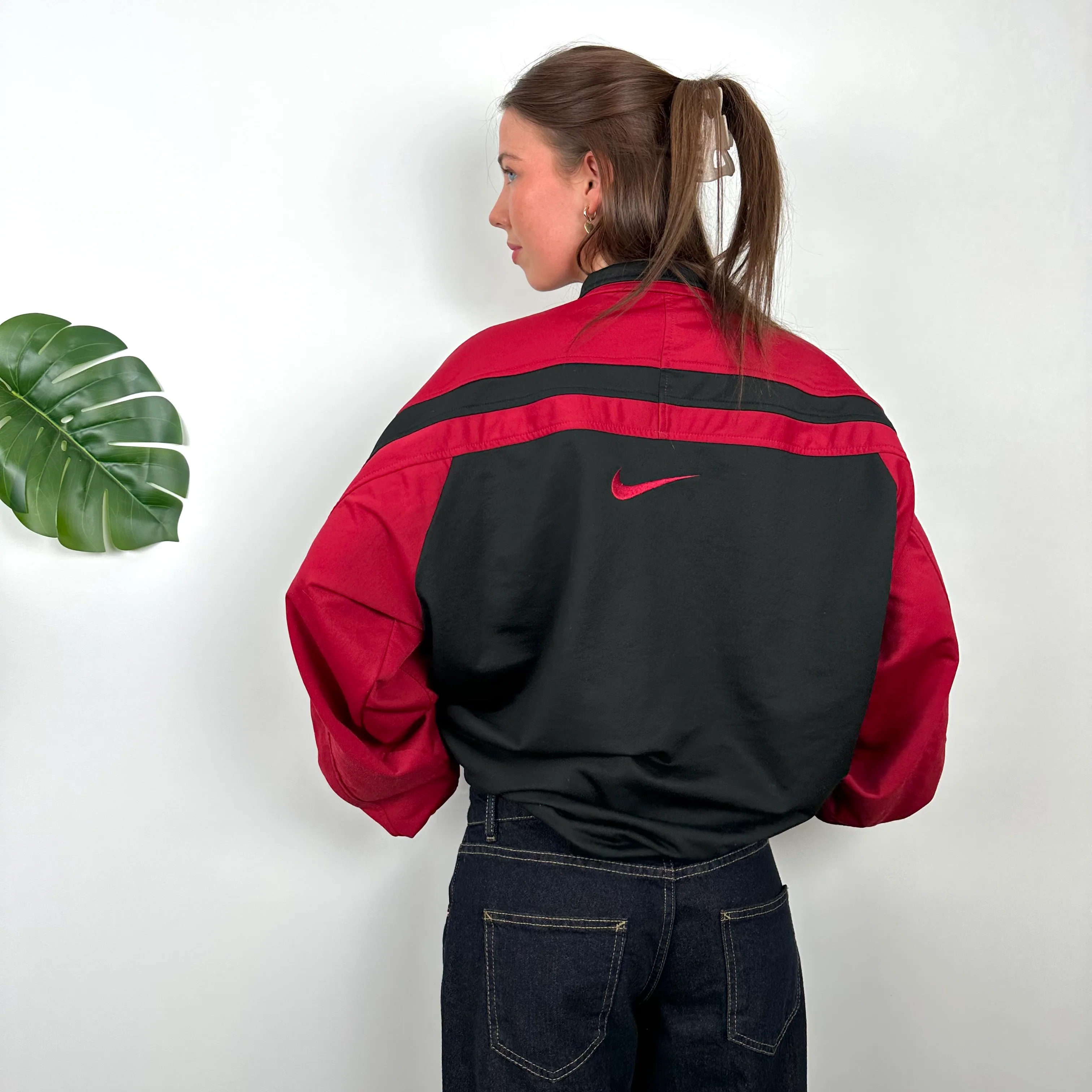 Nike Black & Red Embroidered Spell Out Track Jacket (M) - Image 3