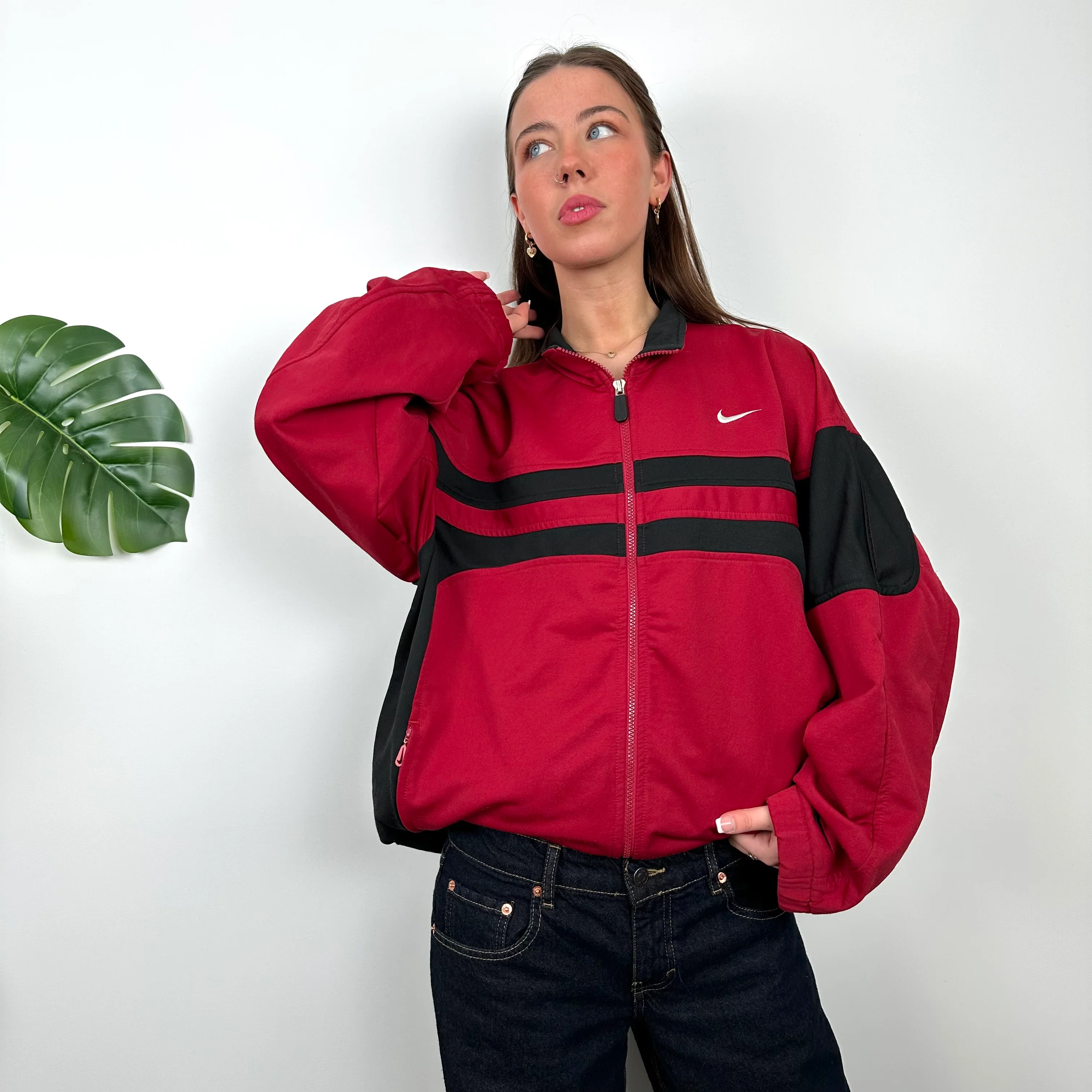 Nike Black & Red Embroidered Spell Out Track Jacket (M) - Image 6