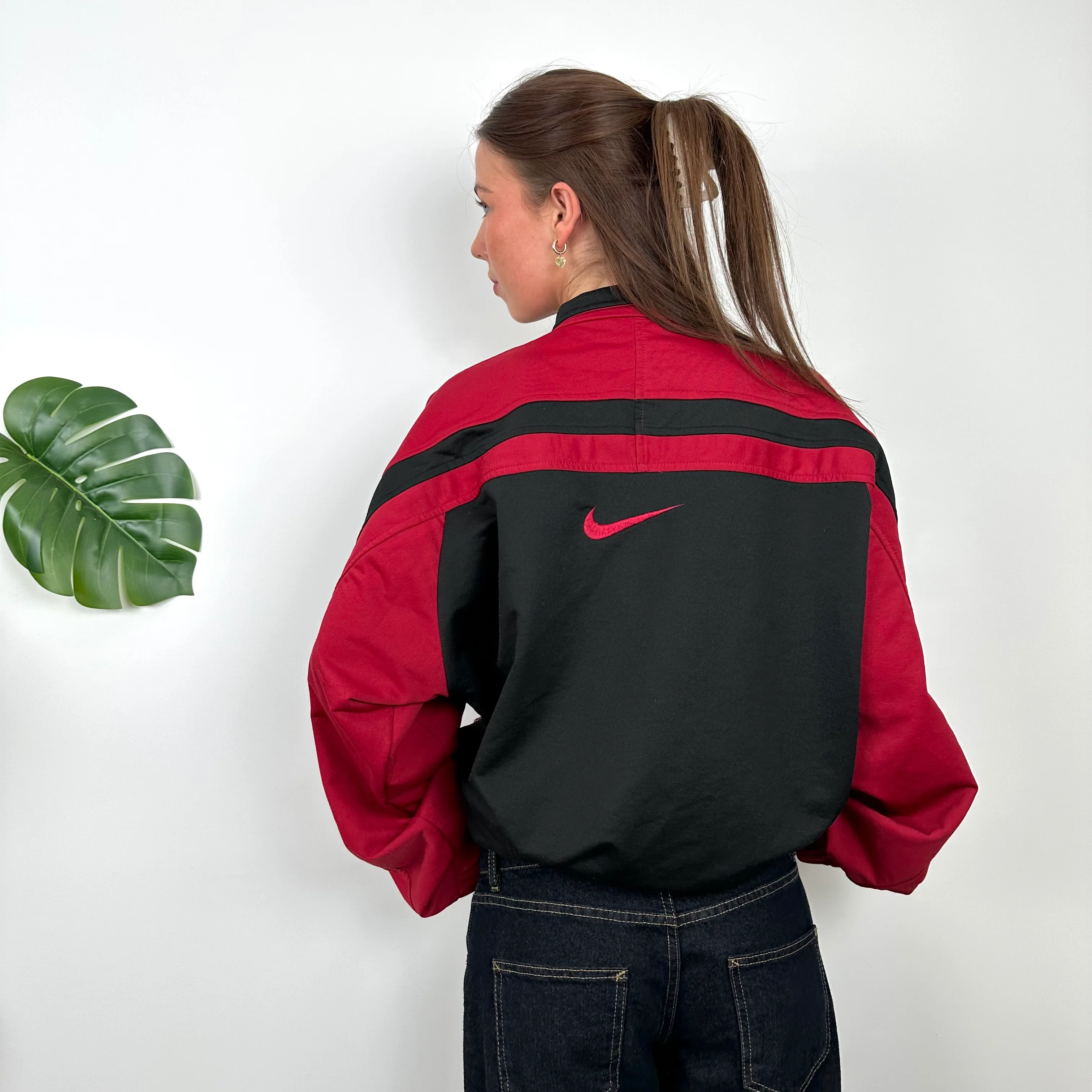Nike Black & Red Embroidered Spell Out Track Jacket (M) - Image 7