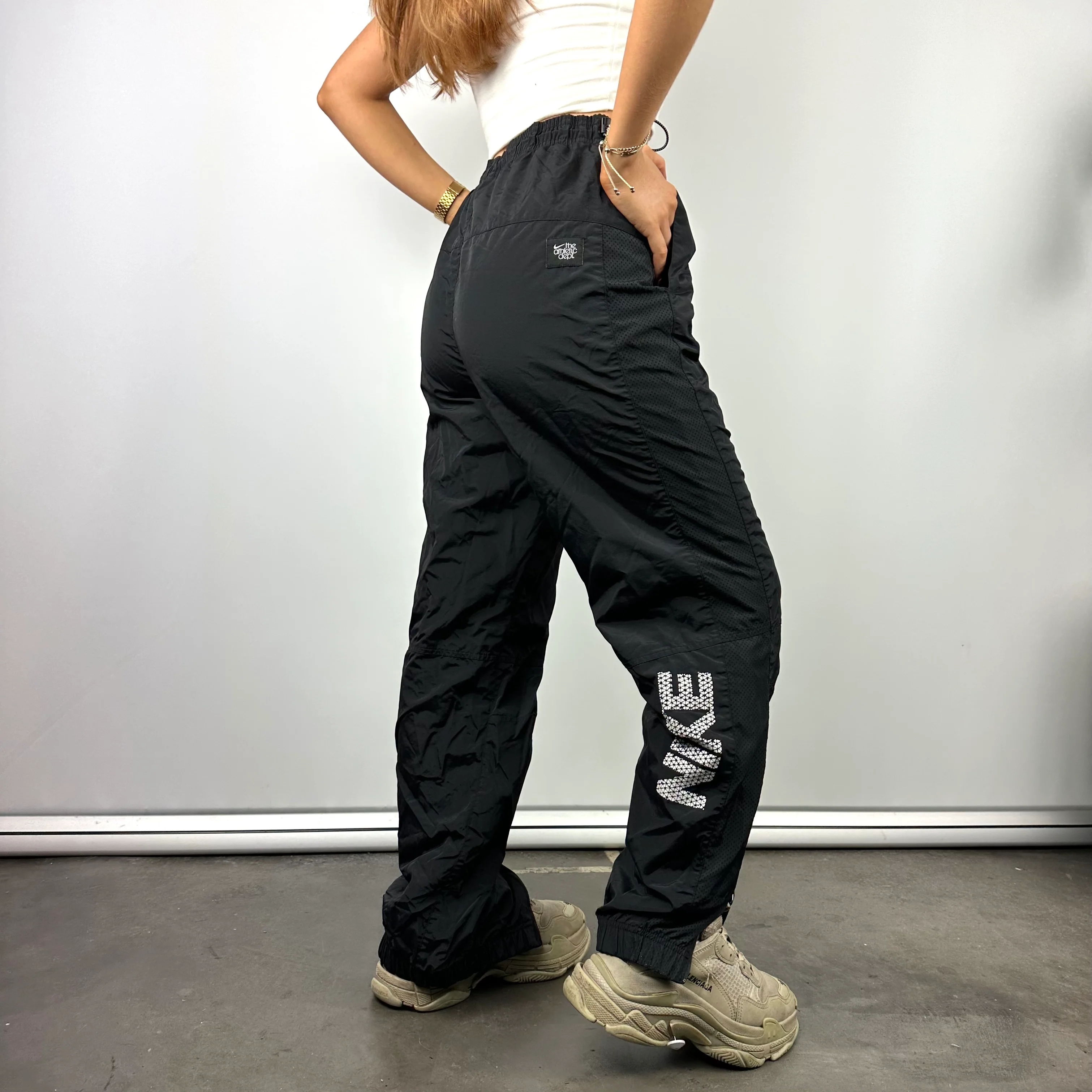 Nike Black Spell Out Track Pants (S) - Image 2