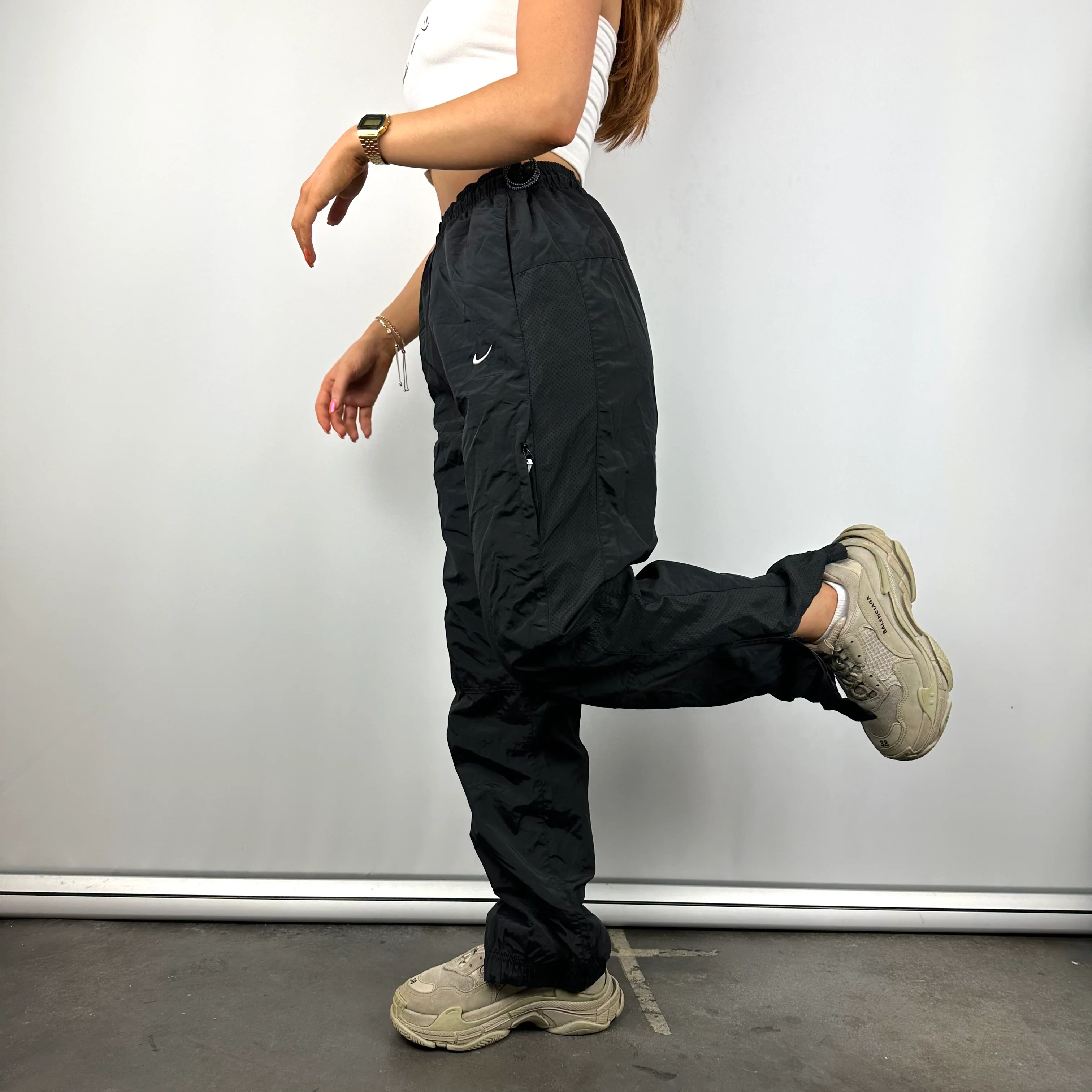 Nike Black Spell Out Track Pants (S) - Image 3