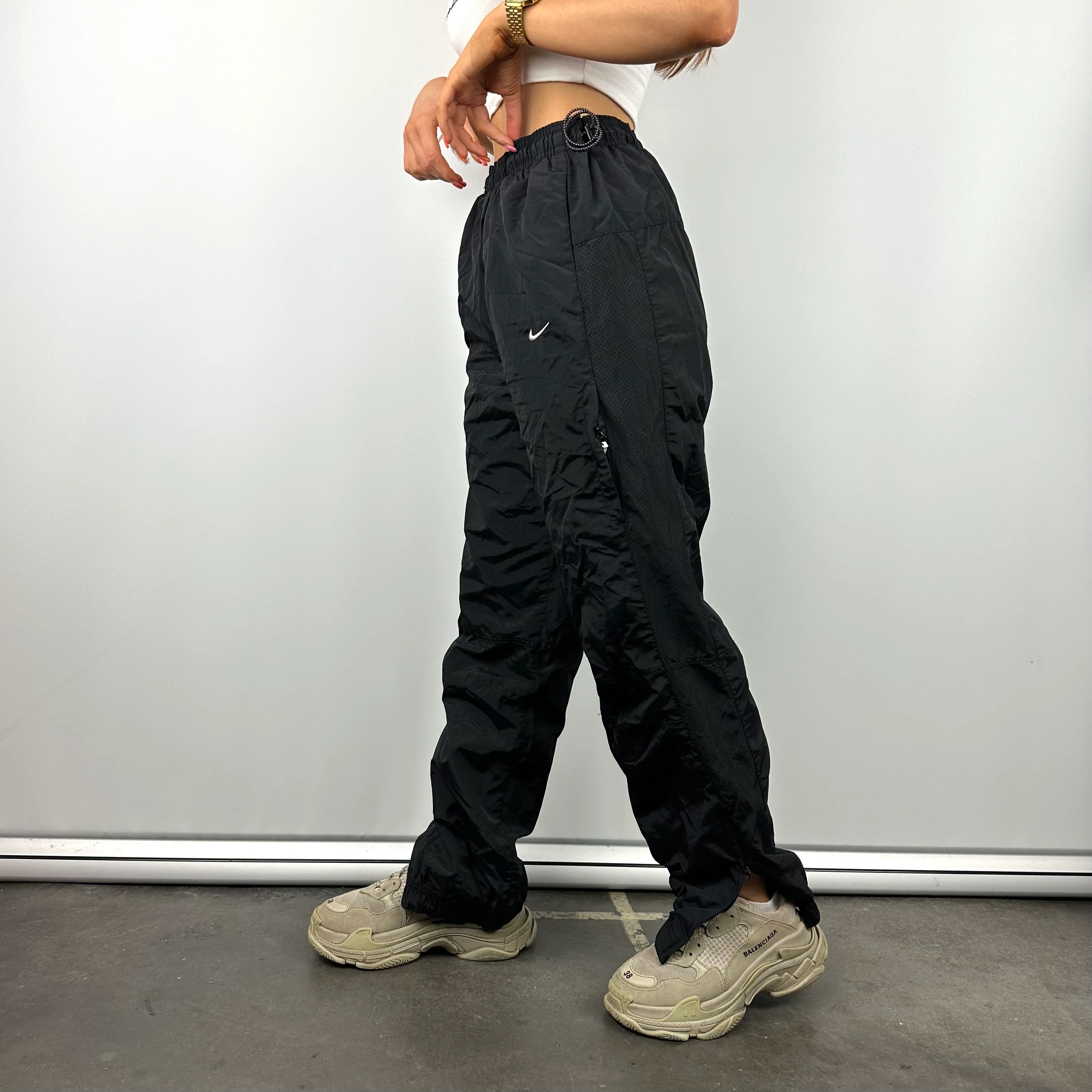 Nike Black Spell Out Track Pants (S) - Image 5