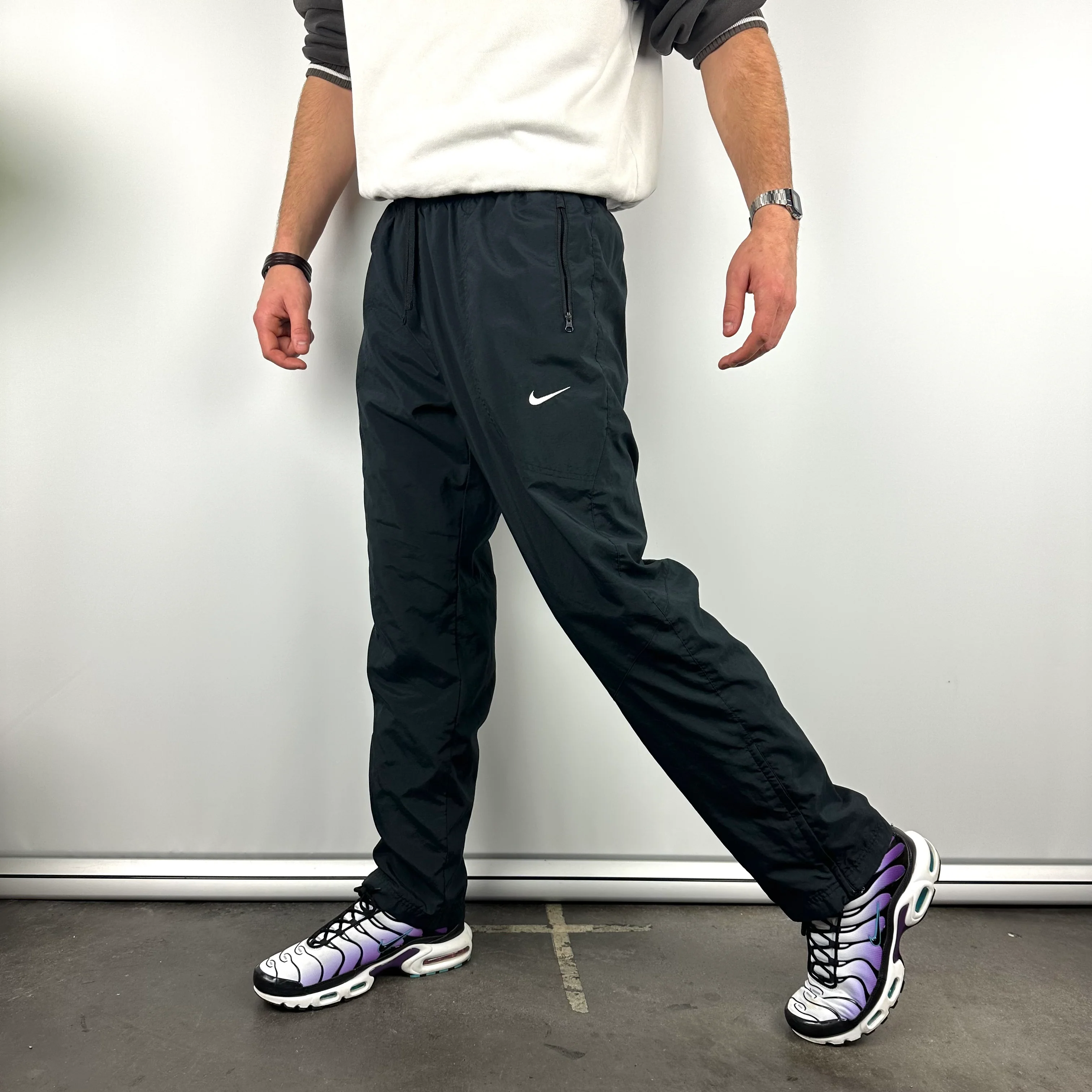 Nike Black Swoosh Track Pants (L)