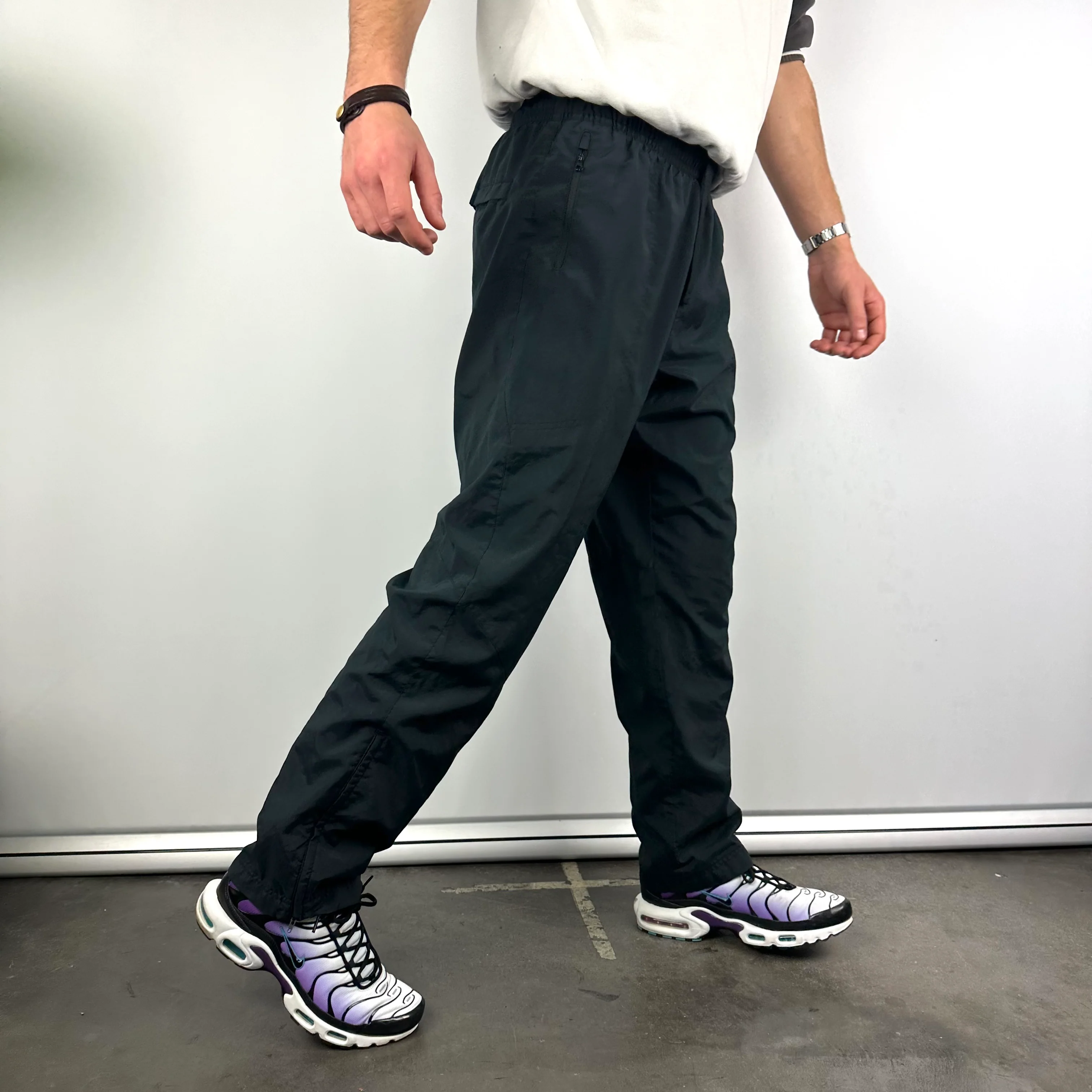 Nike Black Swoosh Track Pants (L) - Image 3