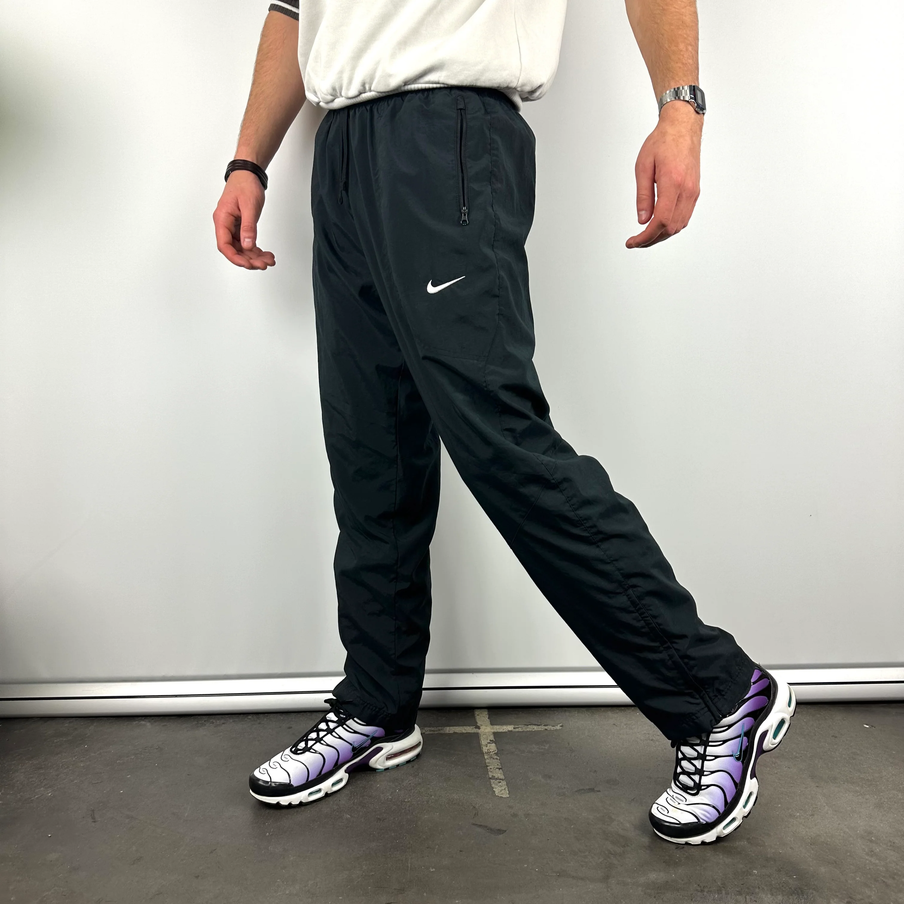 Nike Black Swoosh Track Pants (L) - Image 4