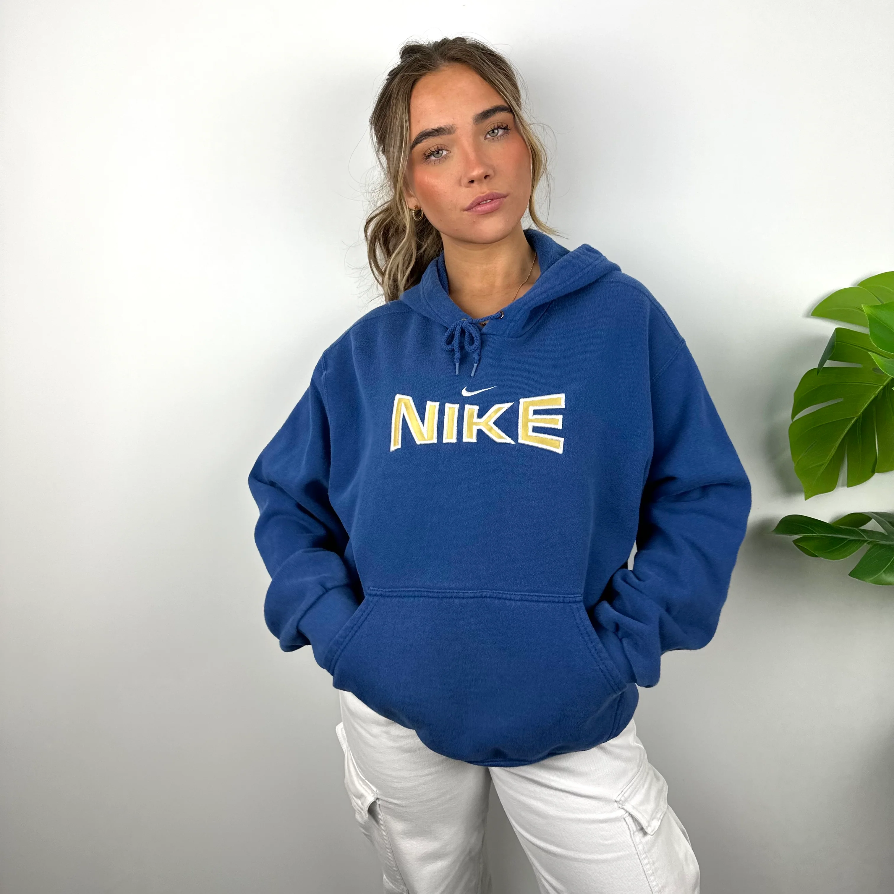 Nike Blue Embroidered Spell Out Hoodie (M) - Image 2