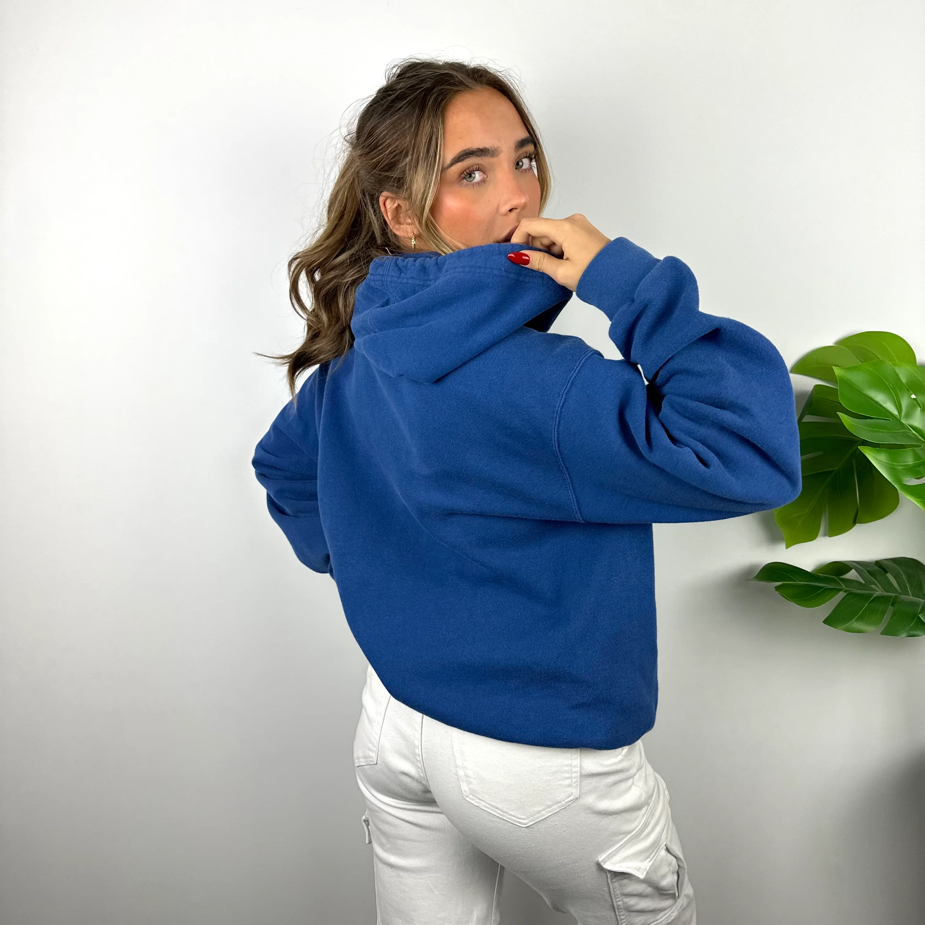 Nike Blue Embroidered Spell Out Hoodie (M) - Image 4