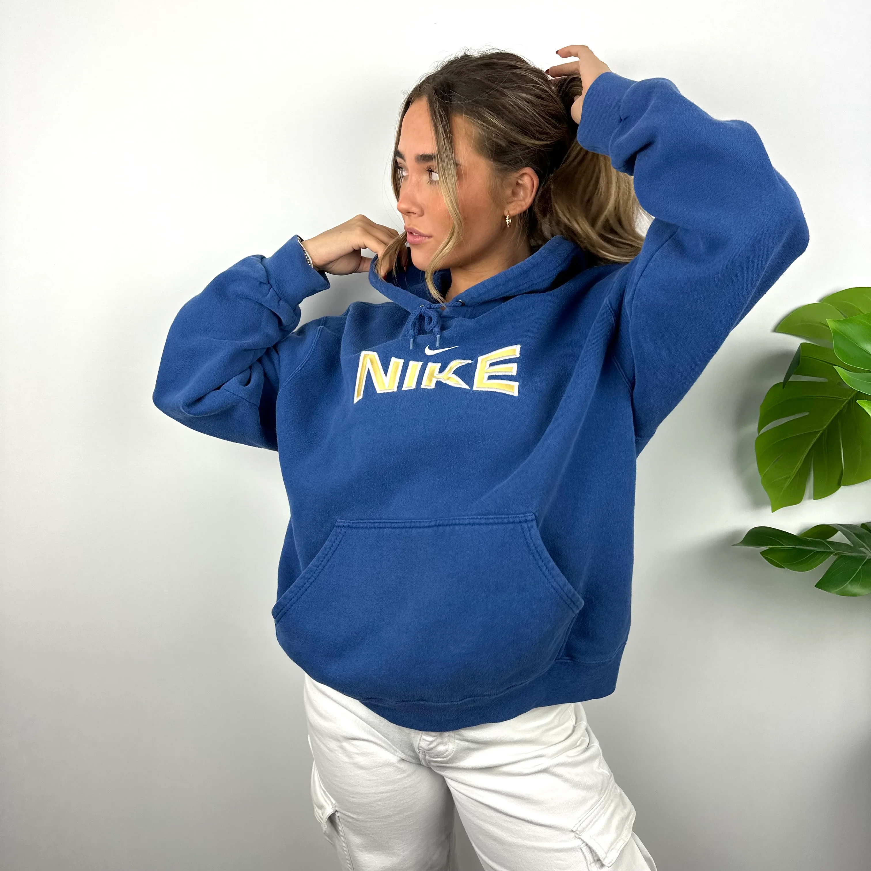 Nike Blue Embroidered Spell Out Hoodie (M) - Image 5