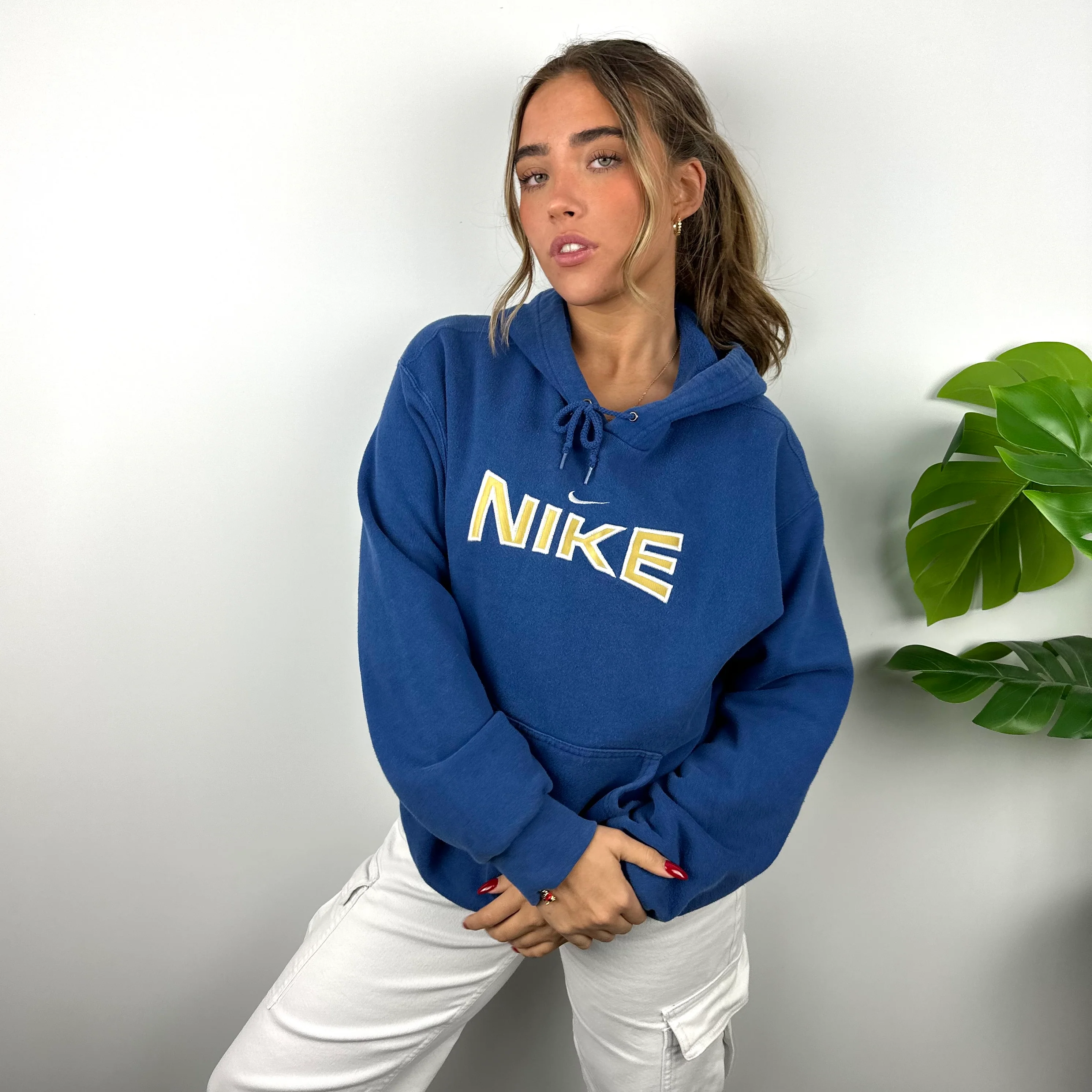 Nike Blue Embroidered Spell Out Hoodie (M) - Image 7