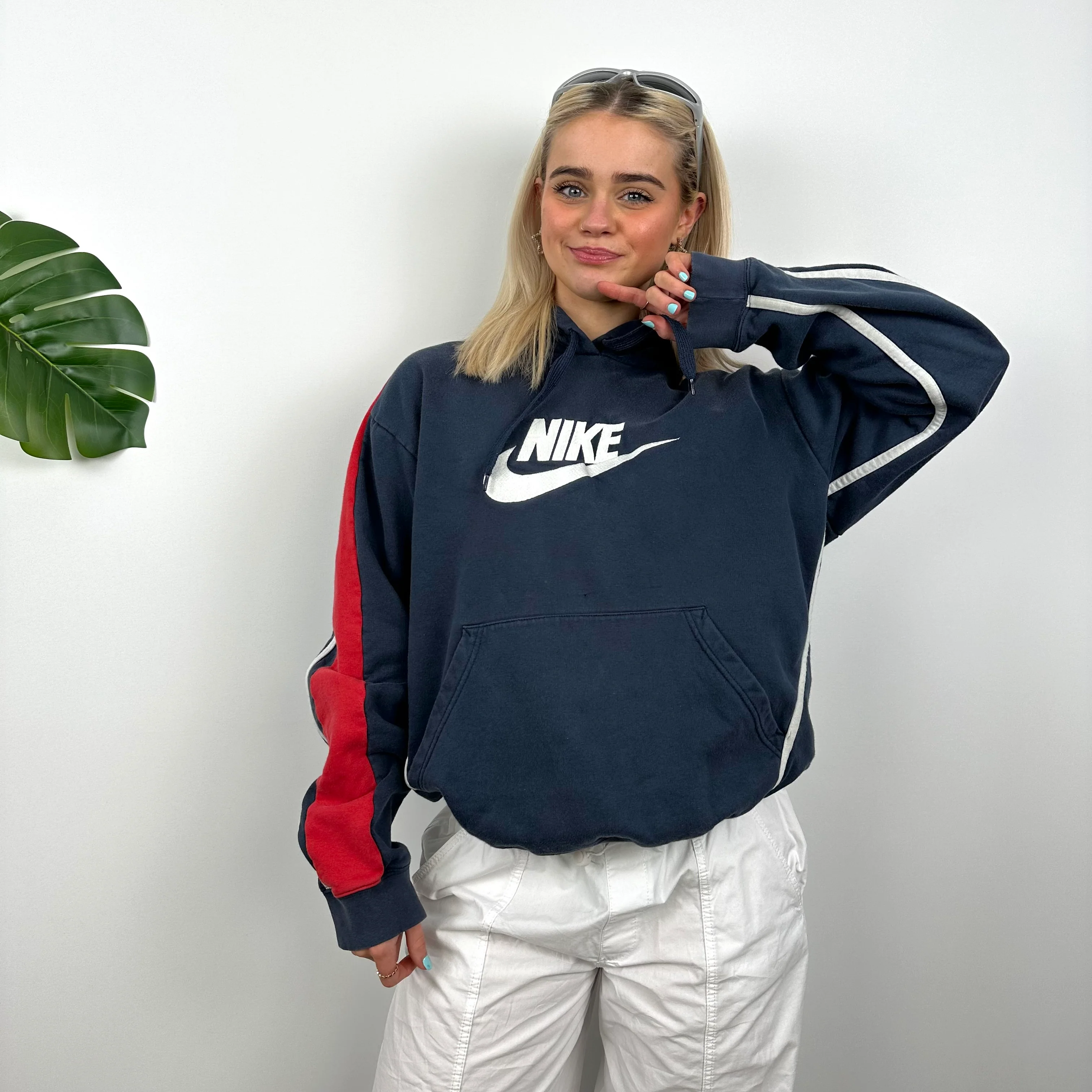 Nike Blue Embroidered Spell Out Hoodie (M) - Image 3