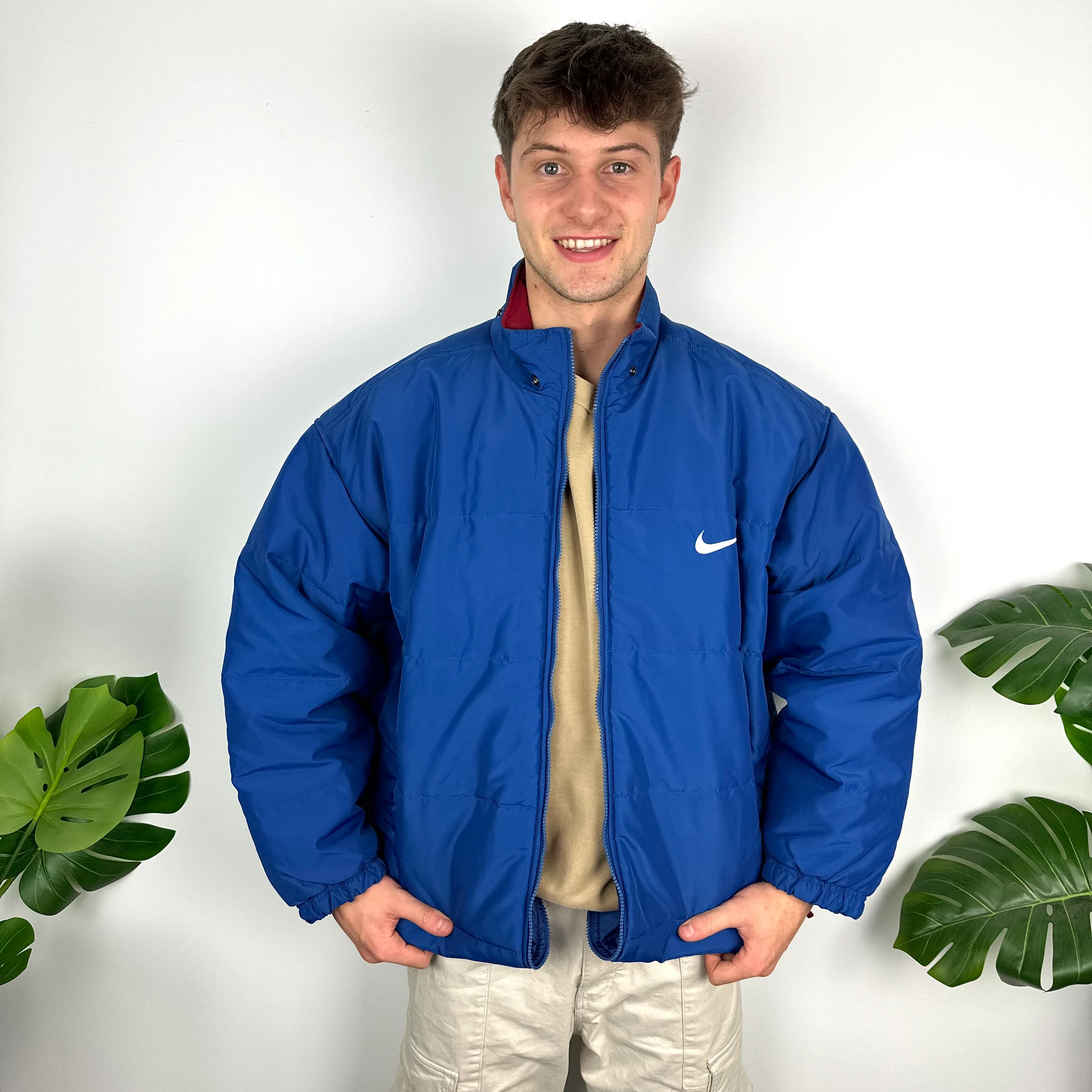 Nike Blue Embroidered Spell Out Padded Jacket (L) - Image 2