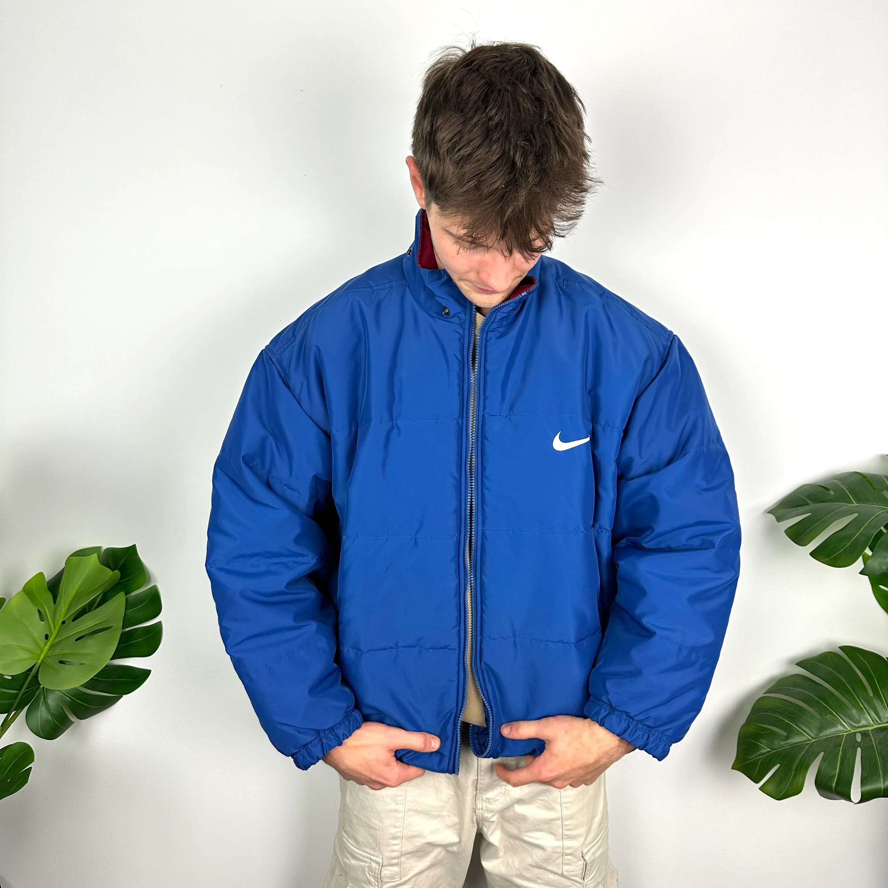 Nike Blue Embroidered Spell Out Padded Jacket (L) - Image 3