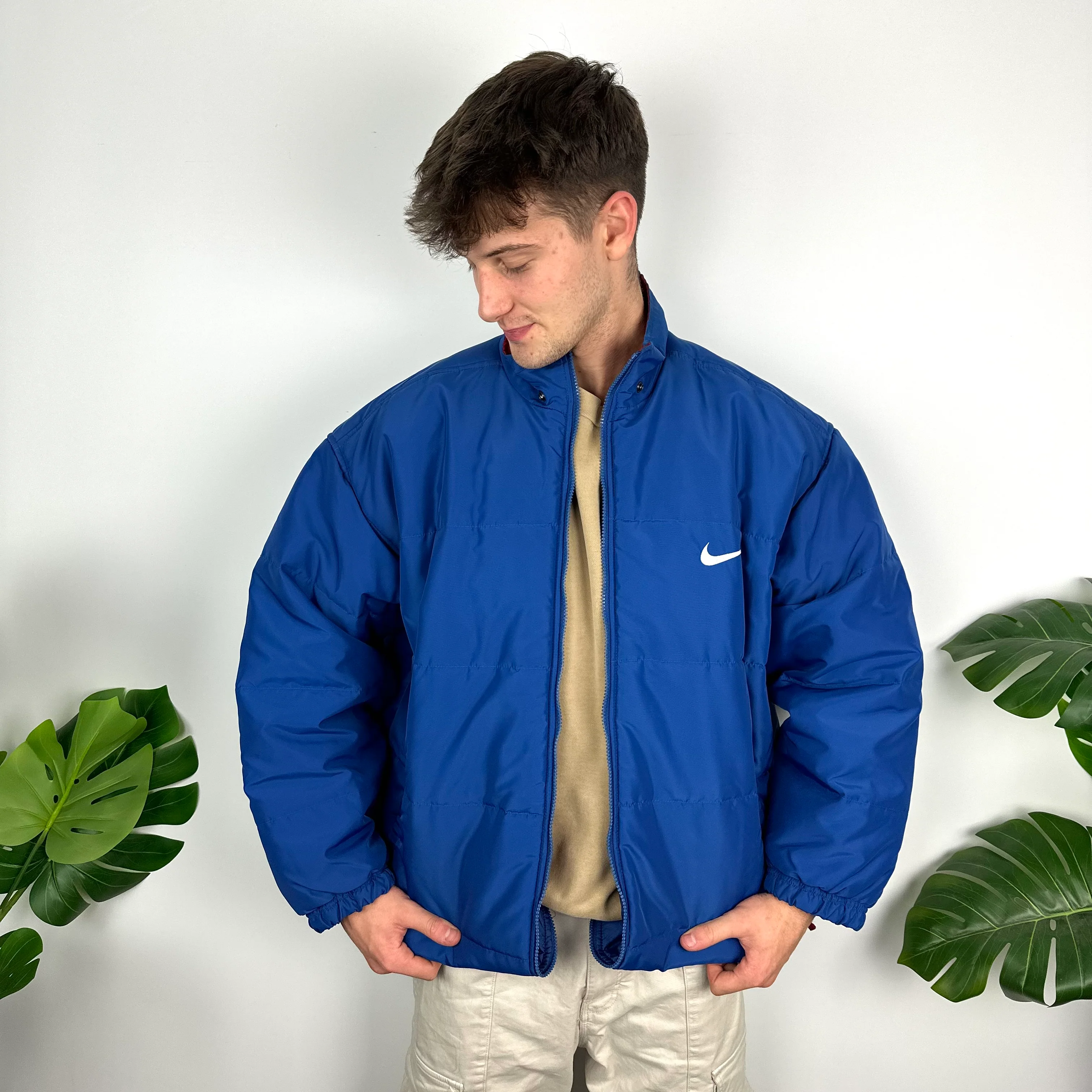 Nike Blue Embroidered Spell Out Padded Jacket (L) - Image 6