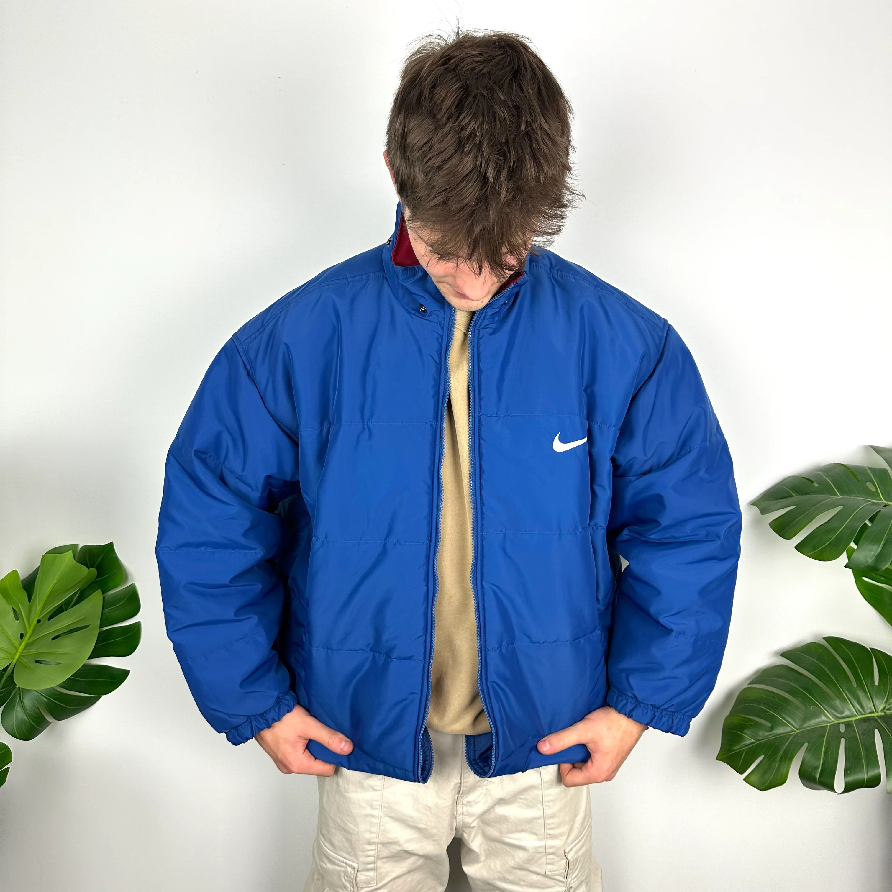 Nike Blue Embroidered Spell Out Padded Jacket (L) - Image 7