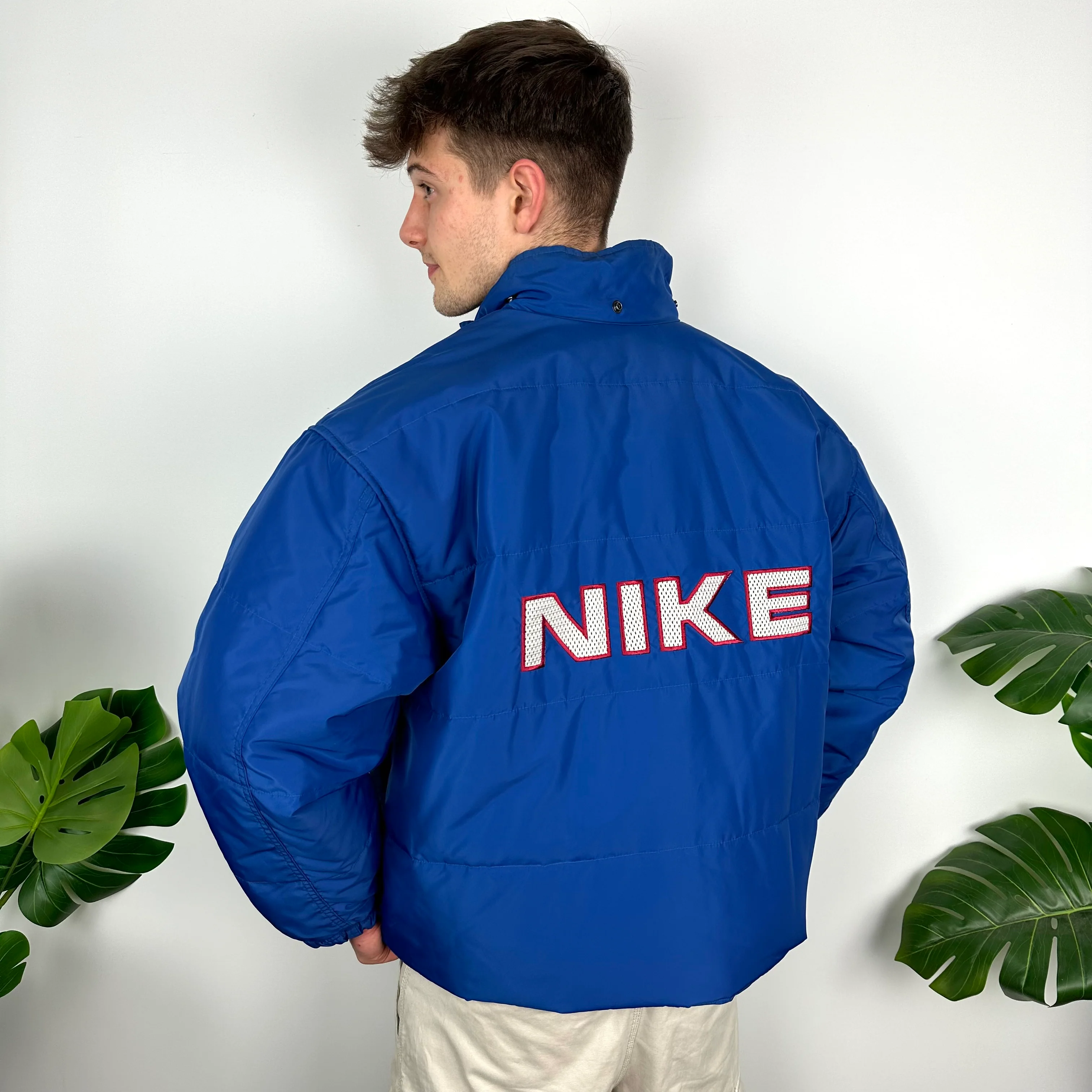 Nike Blue Embroidered Spell Out Padded Jacket (L) - Image 8