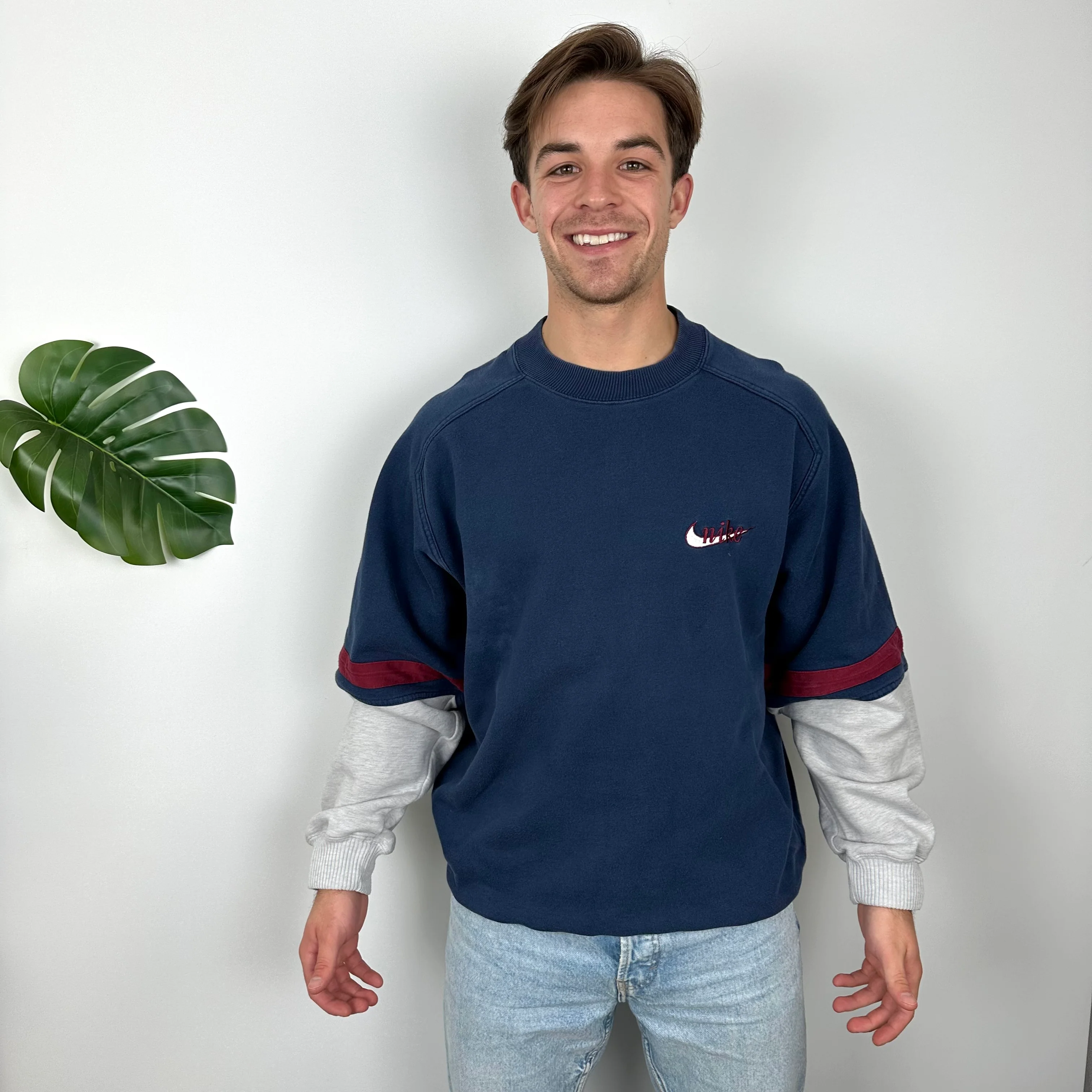 Nike Blue Embroidered Spell Out Sweatshirt (L) - Image 2