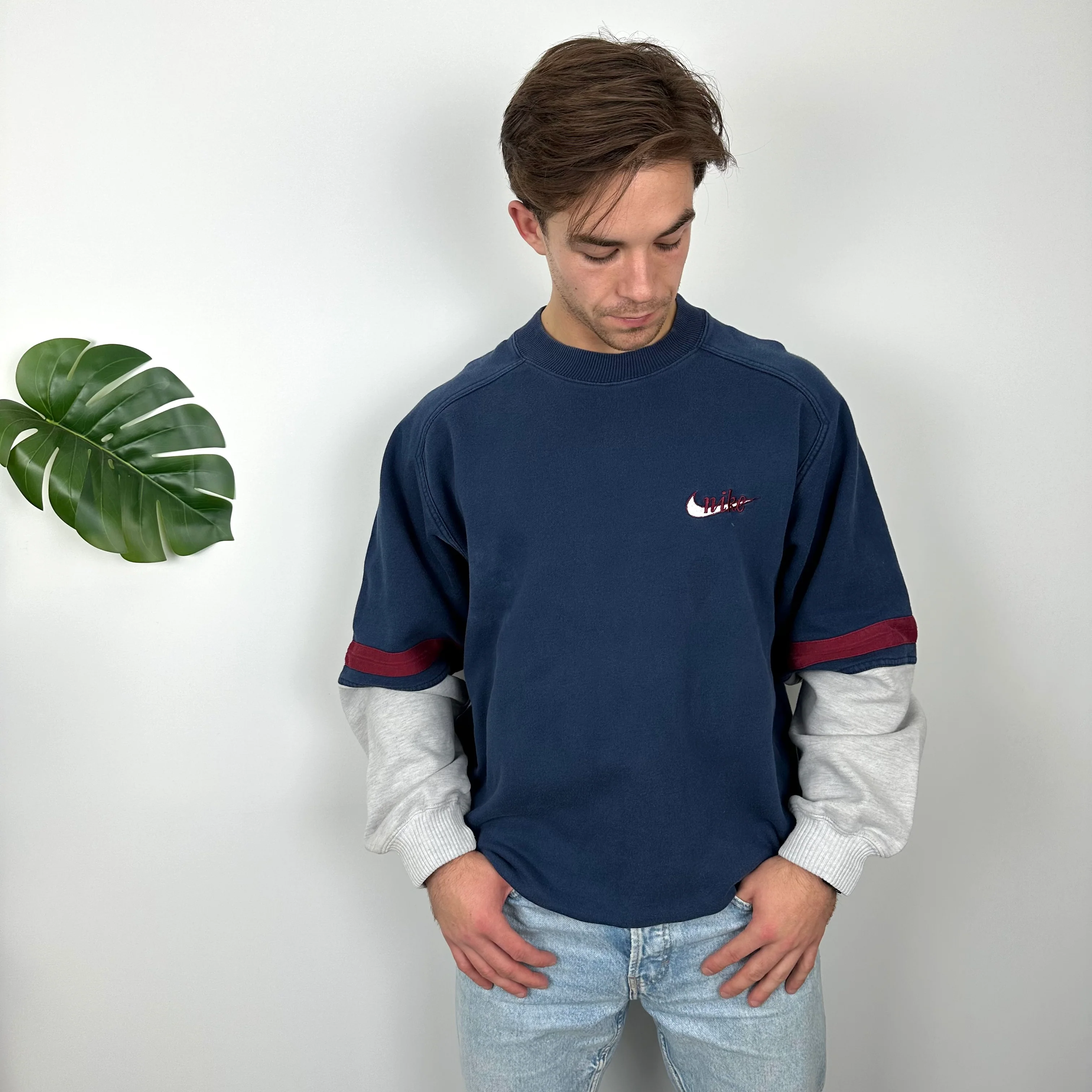 Nike Blue Embroidered Spell Out Sweatshirt (L) - Image 3