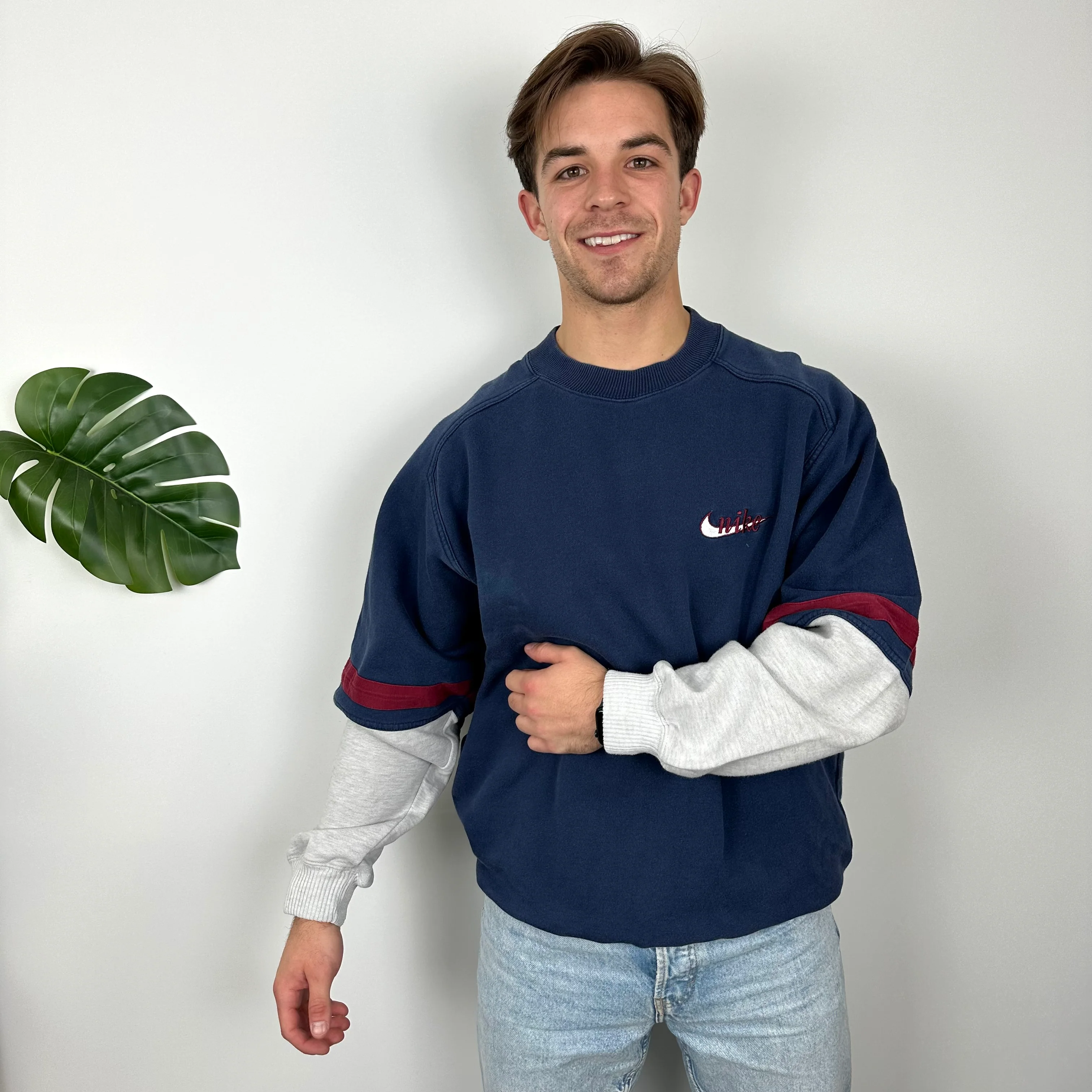Nike Blue Embroidered Spell Out Sweatshirt (L) - Image 4
