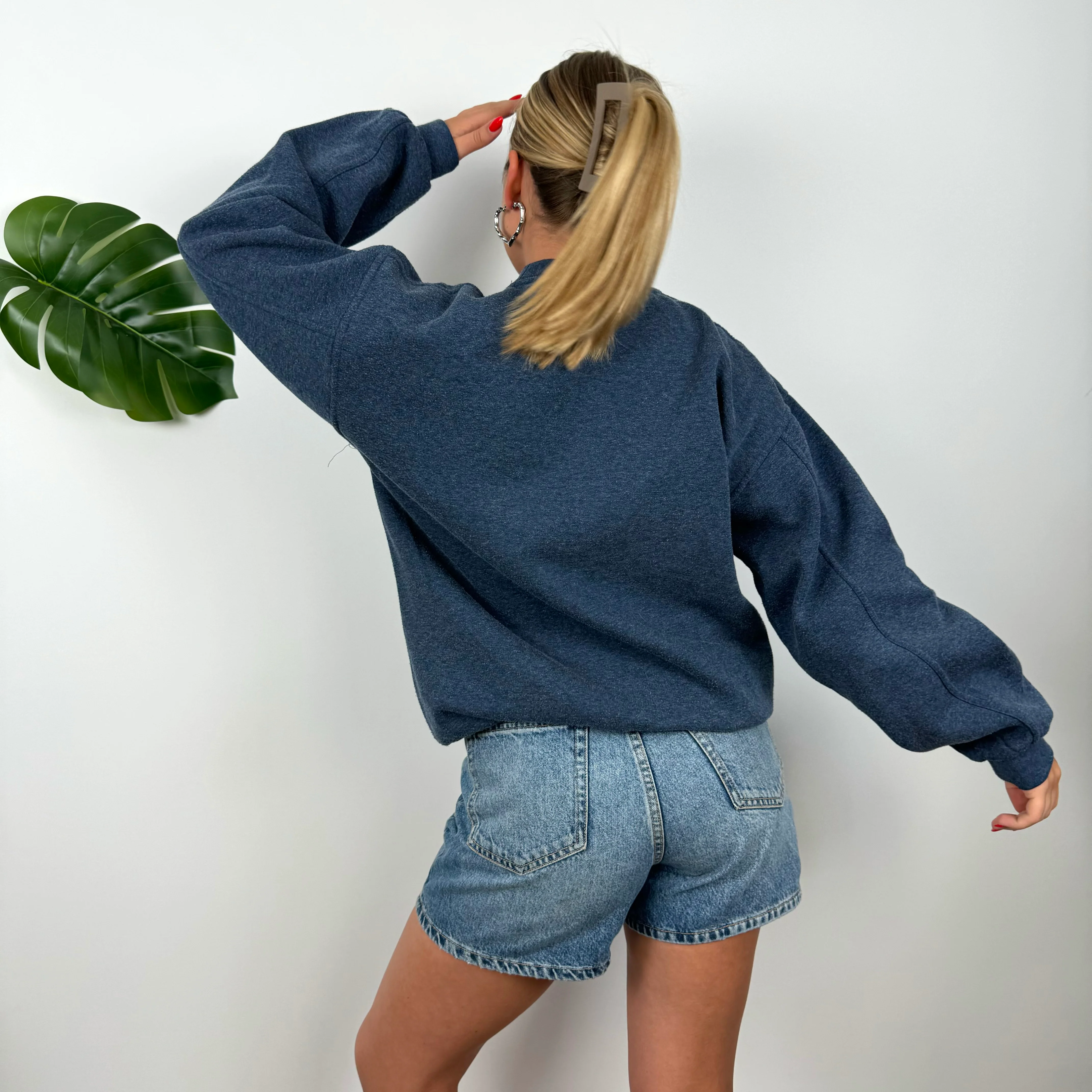 Nike Blue Embroidered Spell Out Sweatshirt (M) - Image 4